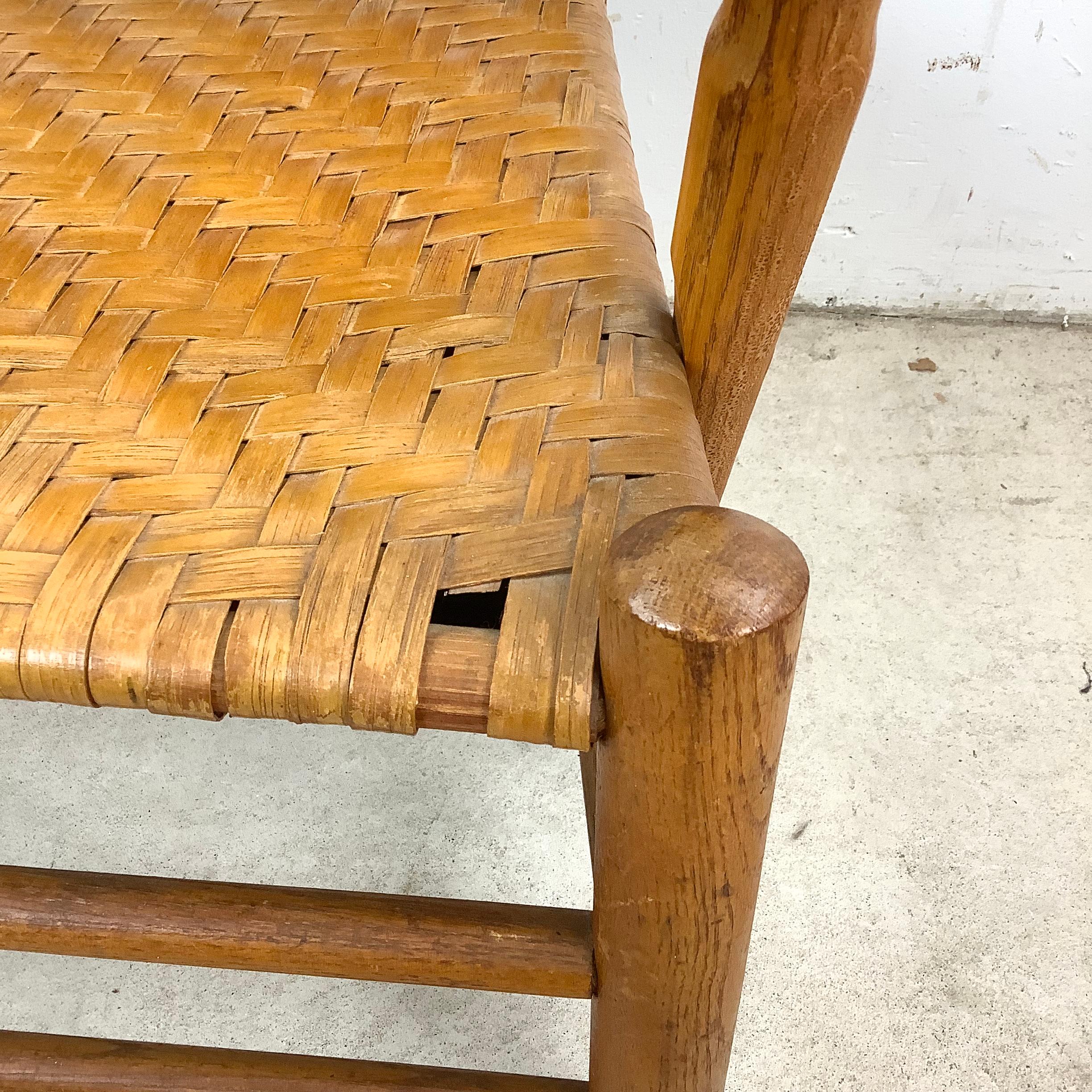 Rustic Modern Rattan Back Armchair For Sale 11