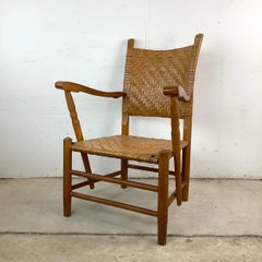 Rustic Modern Rattan Back Armchair