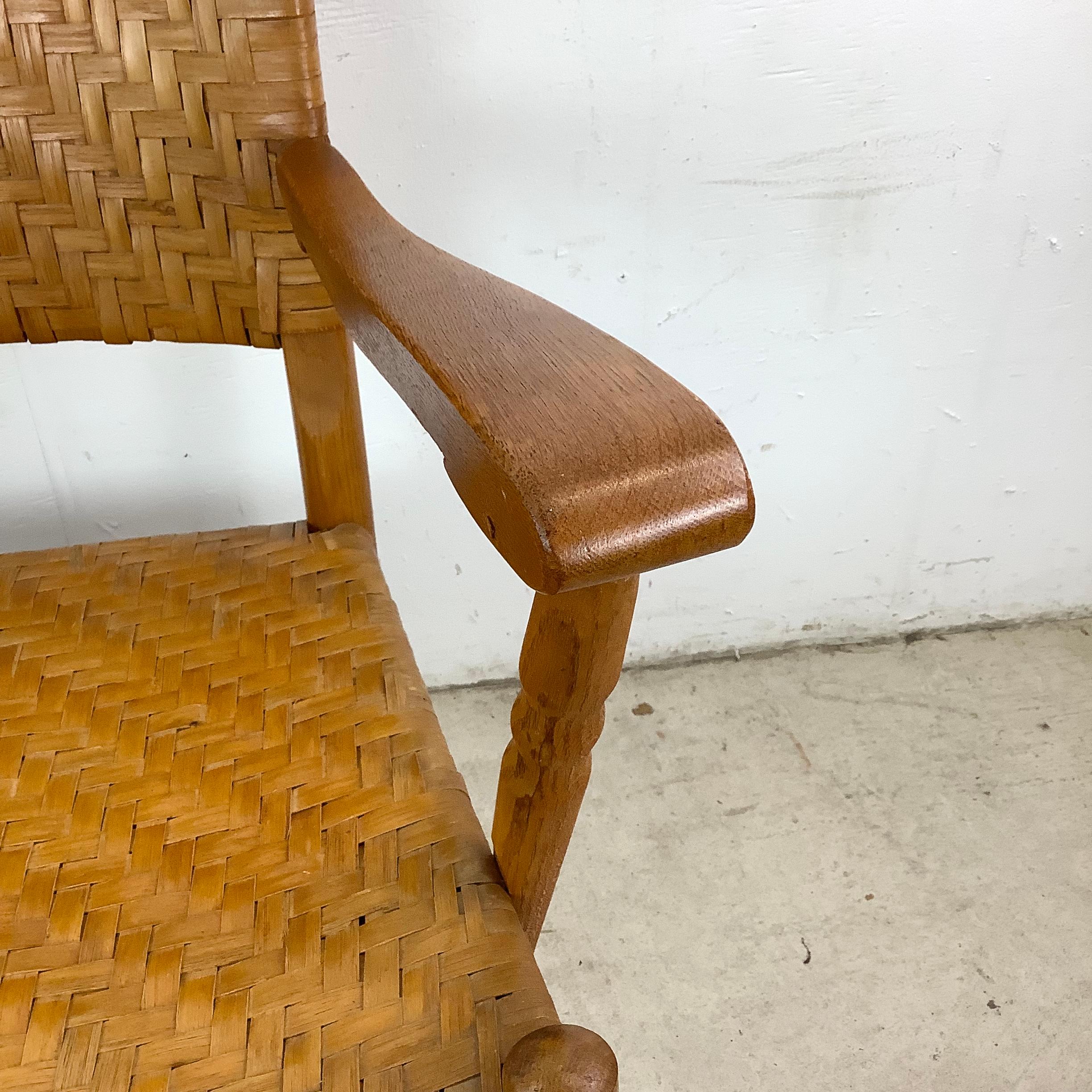 Rustic Modern Rattan Back Armchair For Sale 14