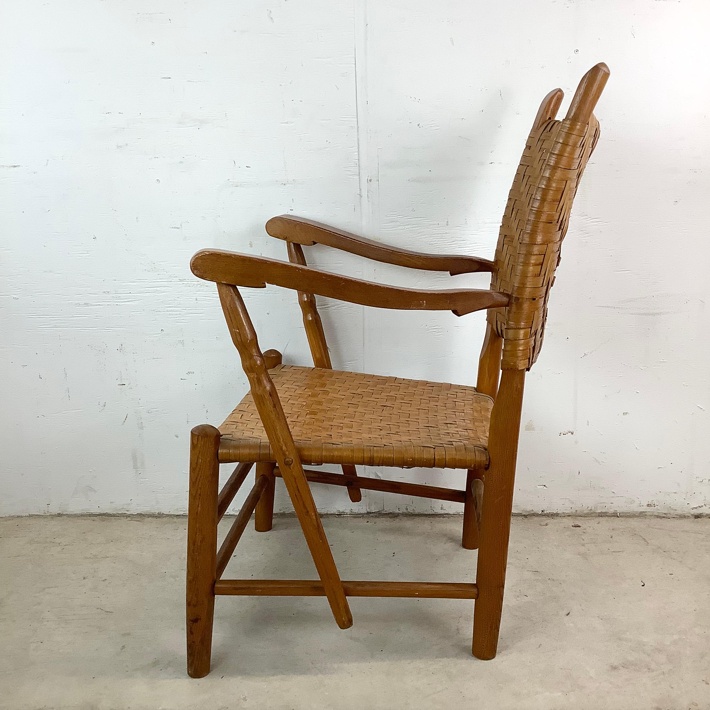 Unknown Rustic Modern Rattan Back Armchair For Sale