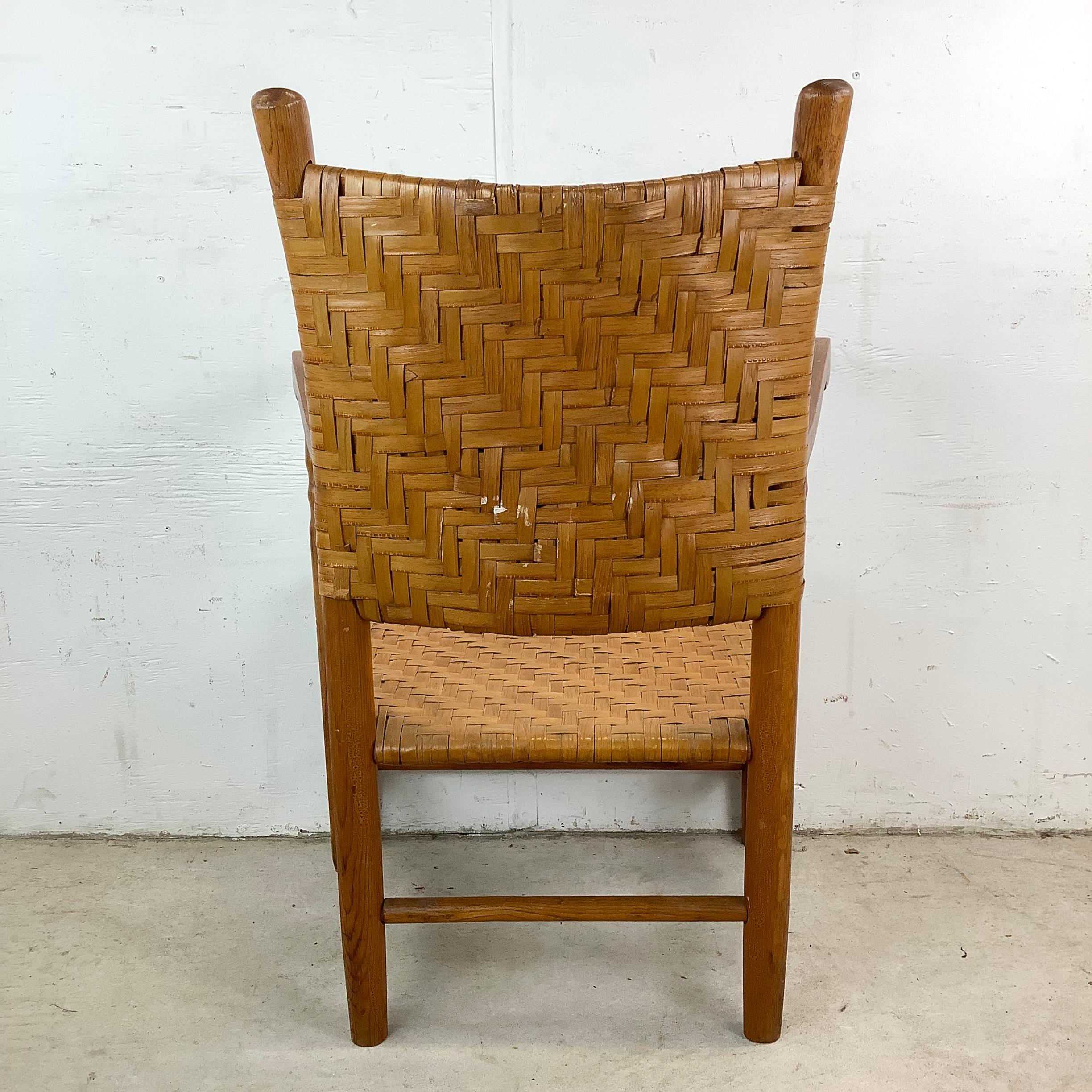 Rustic Modern Rattan Back Armchair For Sale 2