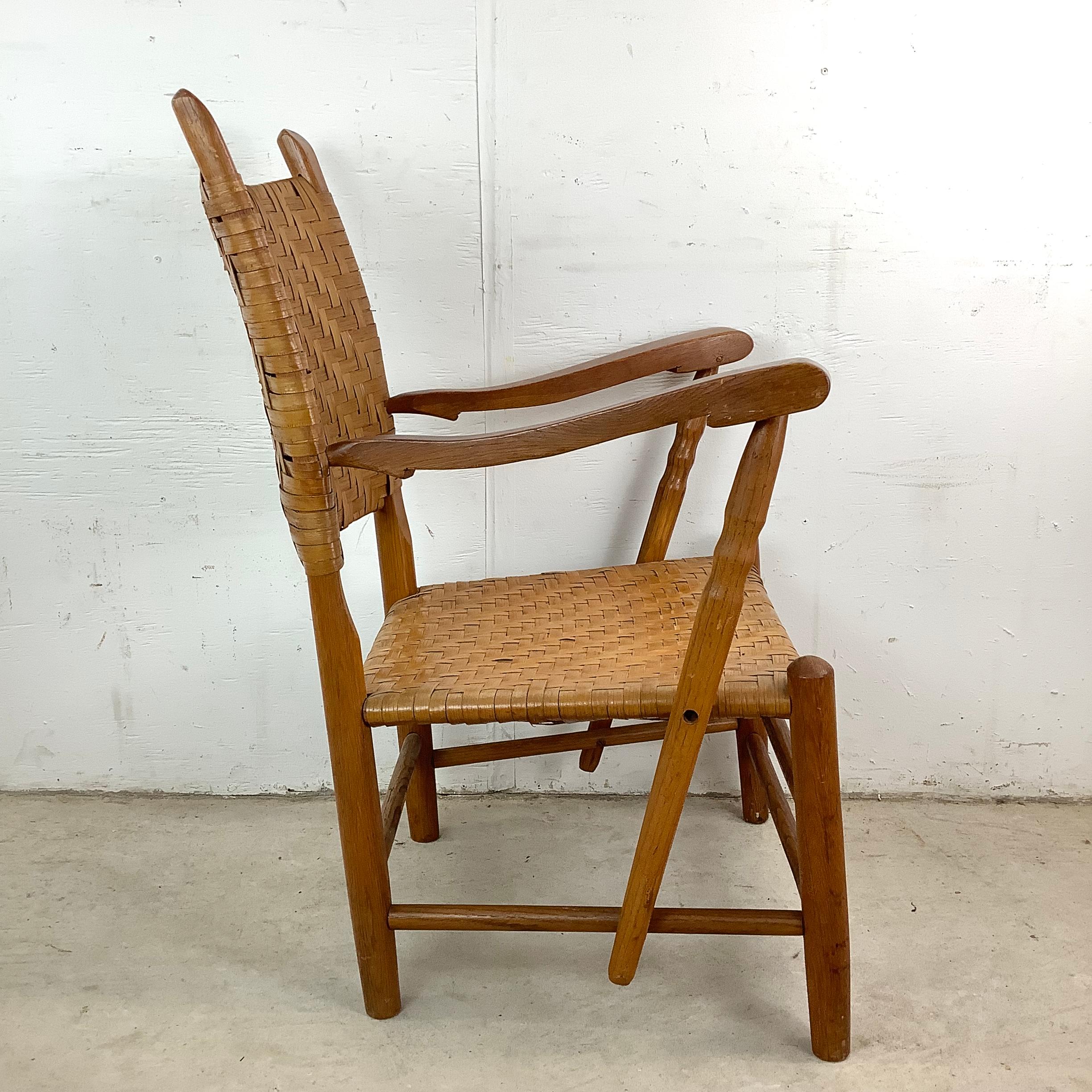Rustic Modern Rattan Back Armchair For Sale 3