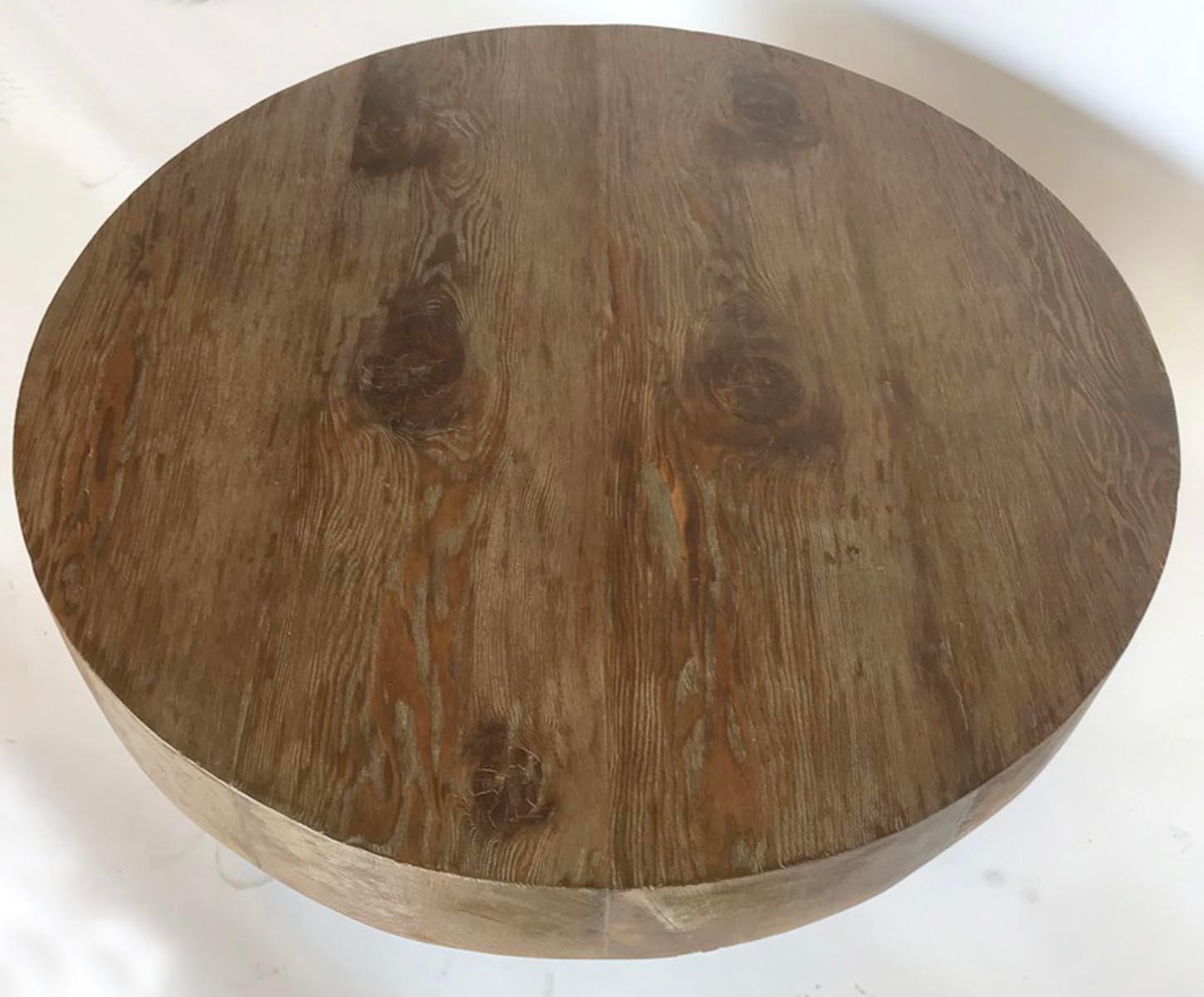 Rustic Modern Reclaimed Thick Top Coffee Table In Good Condition In Los Angeles, CA