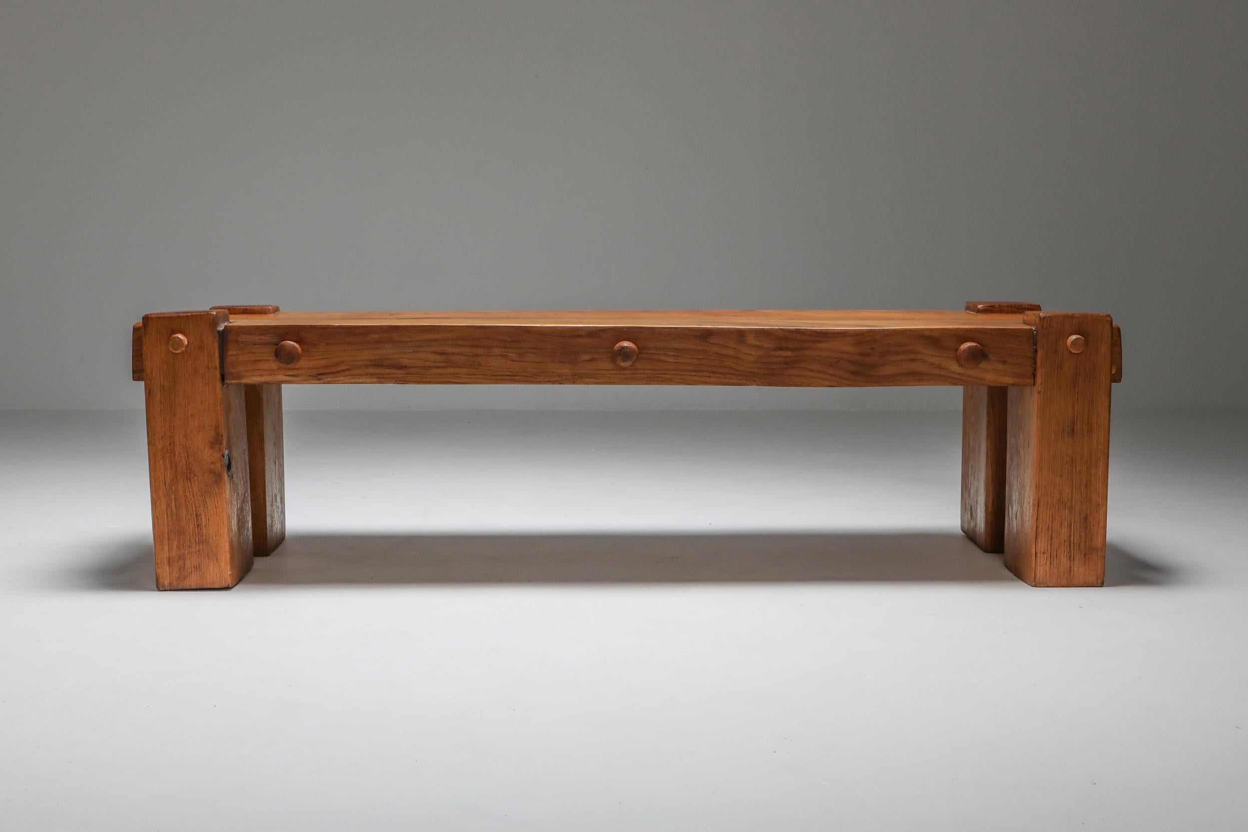 Rustic Modern Rectangular Coffee Table in Solid Oak 1