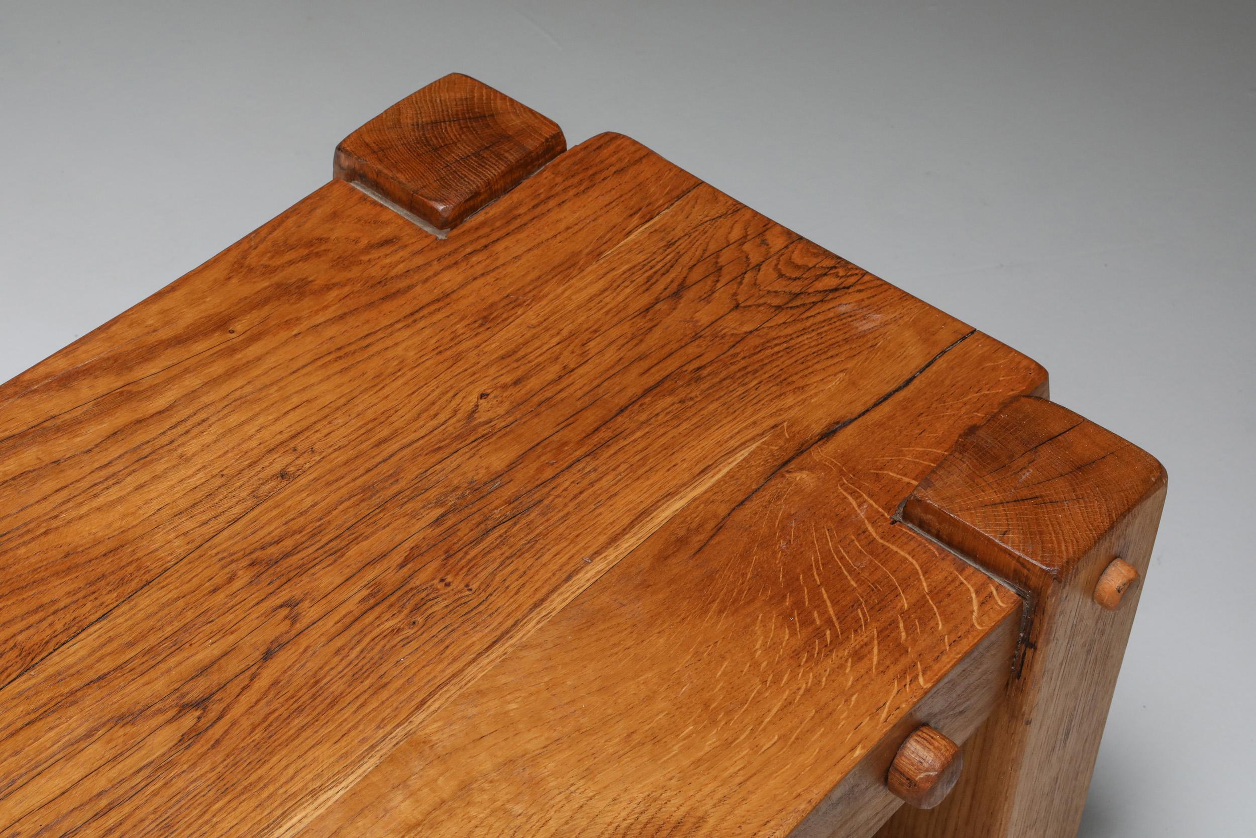 Rustic Modern Rectangular Coffee Table in Solid Oak 3
