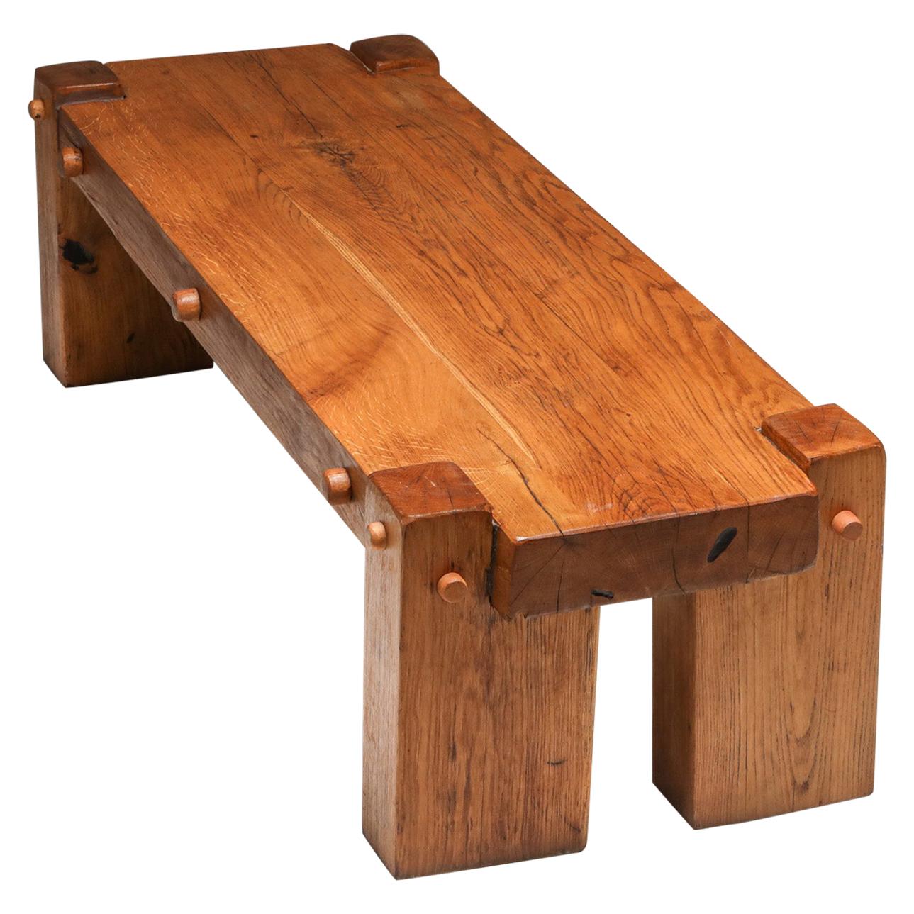 Rustic Modern Rectangular Coffee Table in Solid Oak