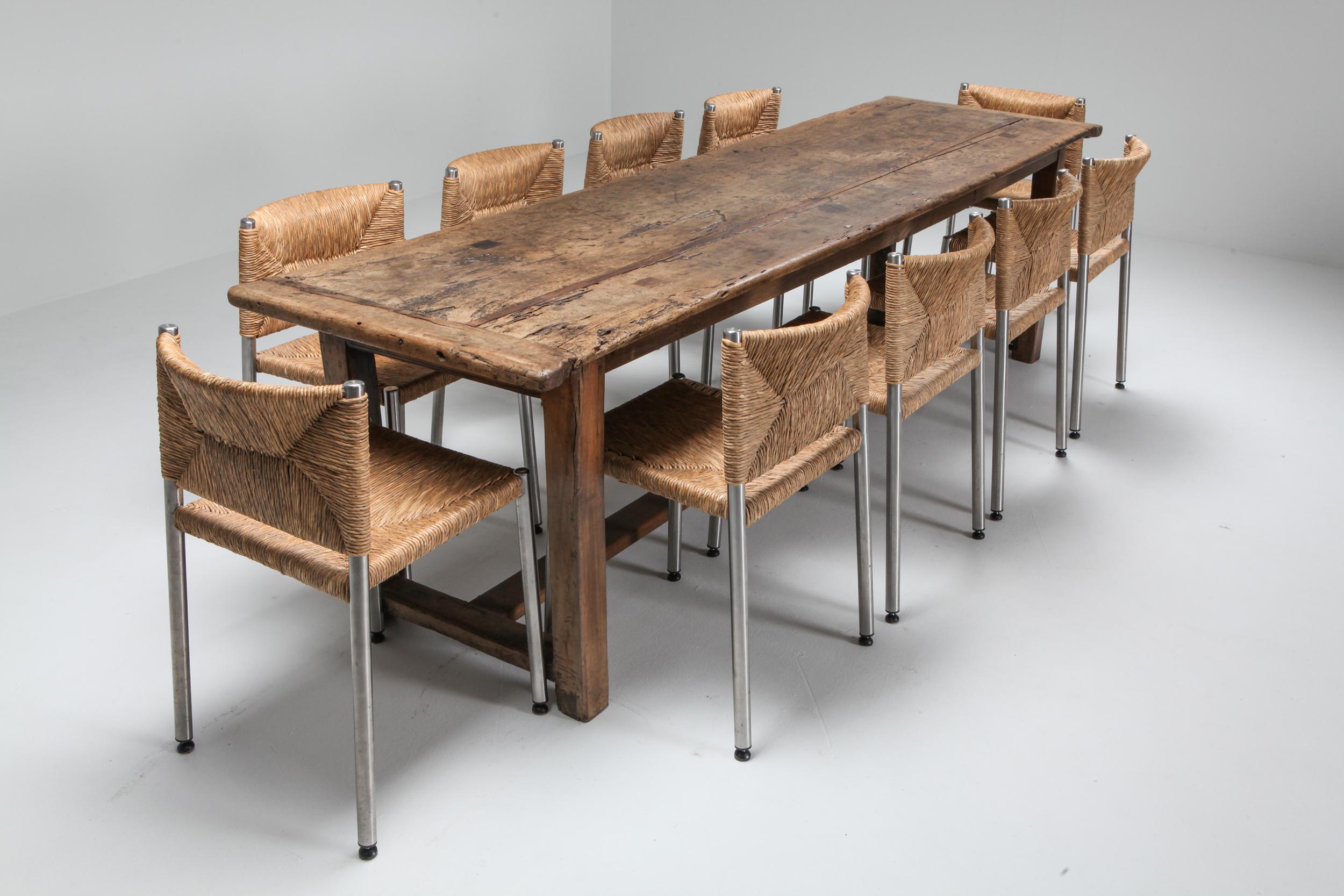 18th Century Rustic Modern Refactory Oak Dining Table