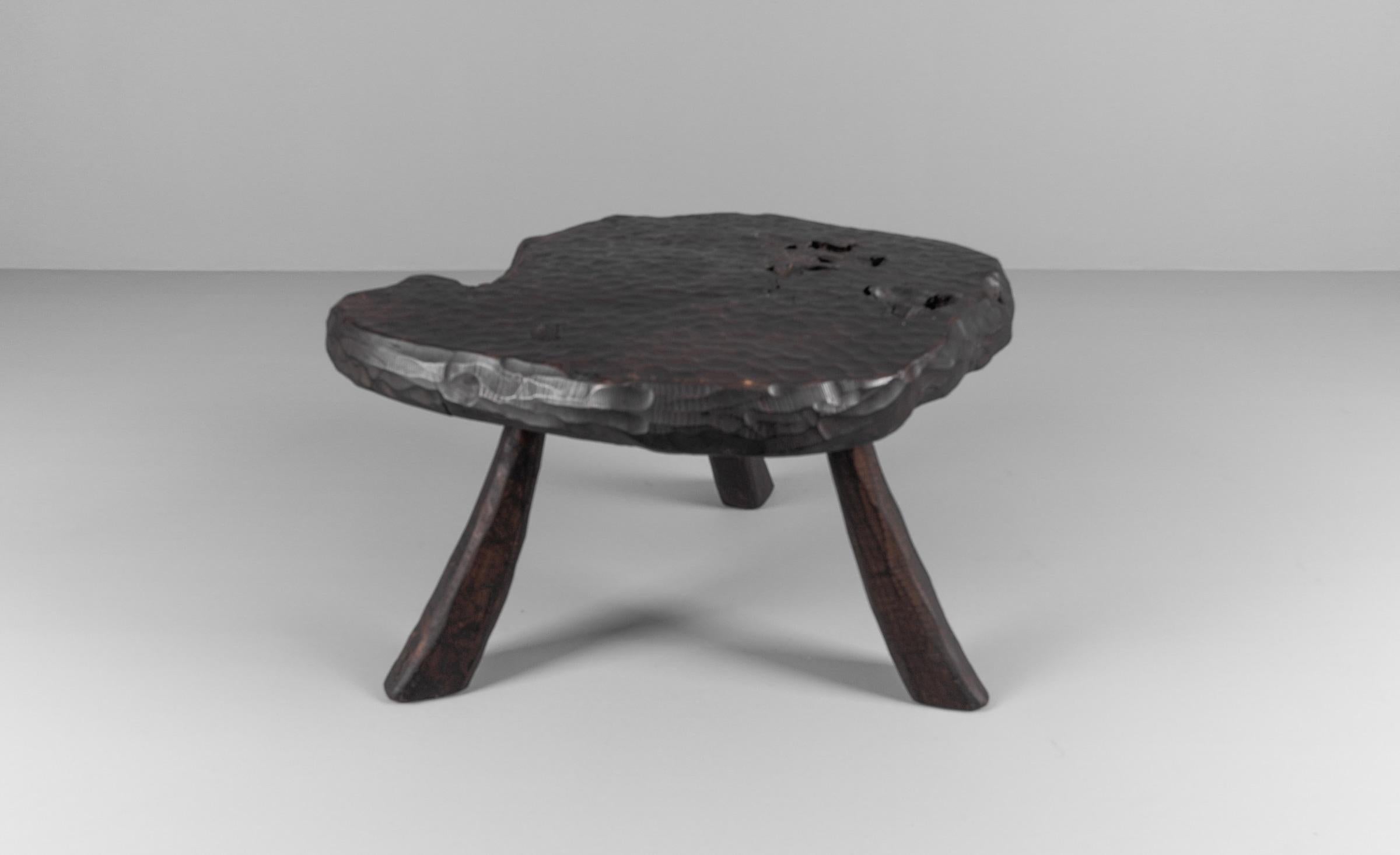 French Rustic Modern Sculptured Coffee Table in the Style of Alexandre Noll For Sale