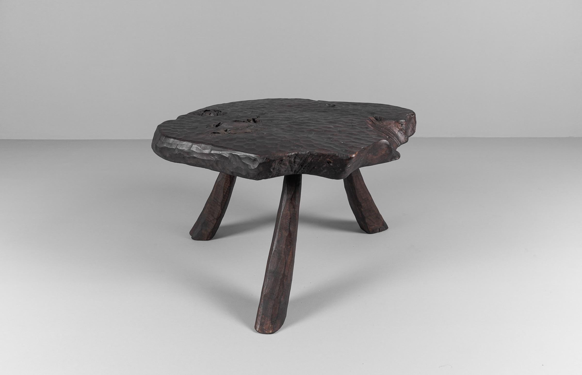 Hand-Carved Rustic Modern Sculptured Coffee Table in the Style of Alexandre Noll For Sale