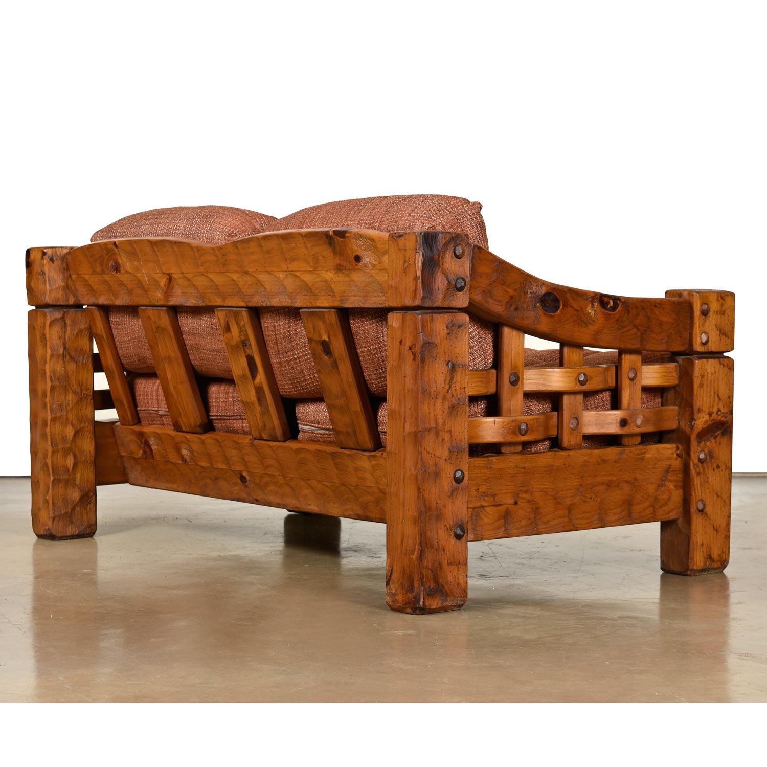 Asking someone how much they earn is tacky. This set isn't tacky, it's just on another level. 

Rustic modern is the best way we can describe this truly unique loveseat sofa. You don't need a ski lodge or Hemingwayesque cabin to integrate this