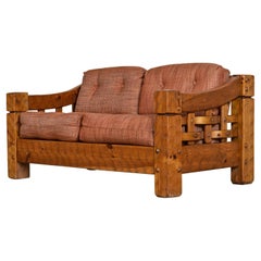 Vintage Rustic Modern Solid Knotty Pine Lodge Style Loveseat Sofa by Null