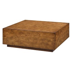 Antique Rustic Modern Square Coffee Table, Burl Wood