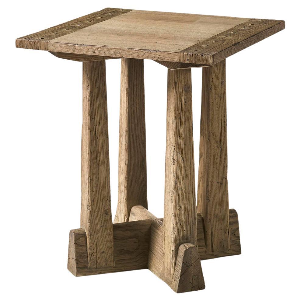 Rustic Modern Square Side Table For Sale