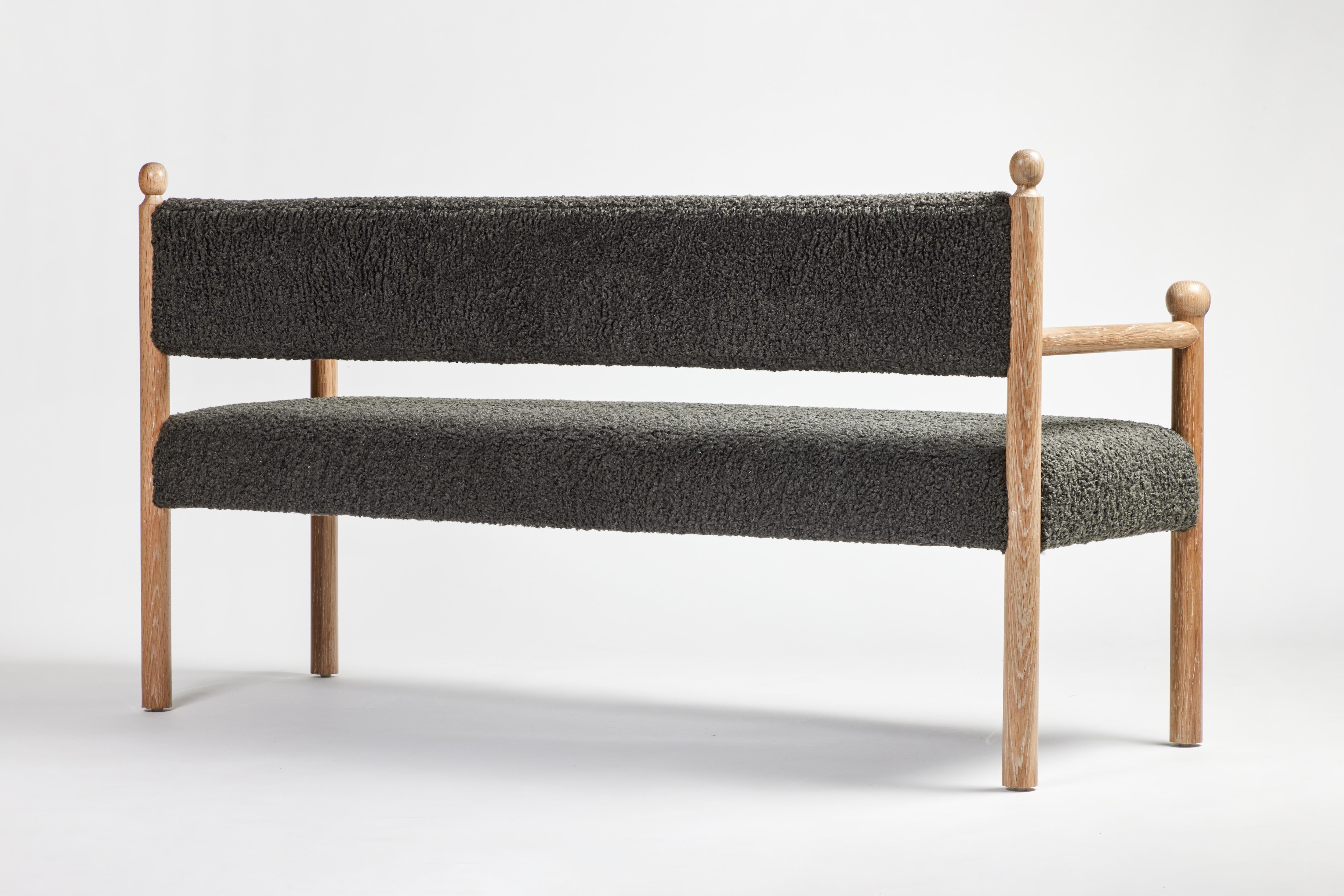 American Rustic Modern Sydney Bench in Light Fumed on Oak by Martin and Brockett For Sale