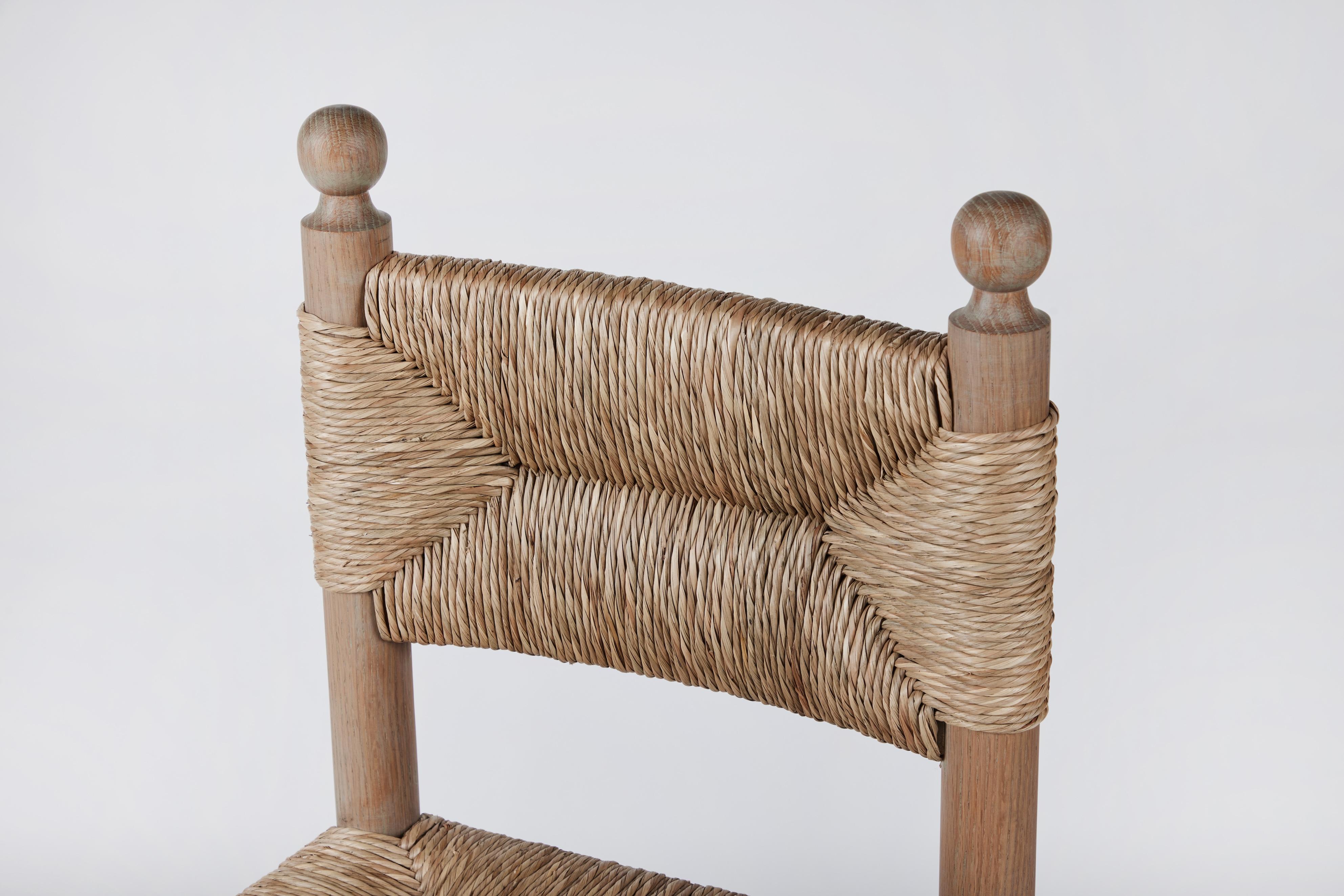 Rustic Modern Sydney Counter Stool in Rush by Martin & Brockett, Finial Detail In New Condition For Sale In Los Angeles, CA