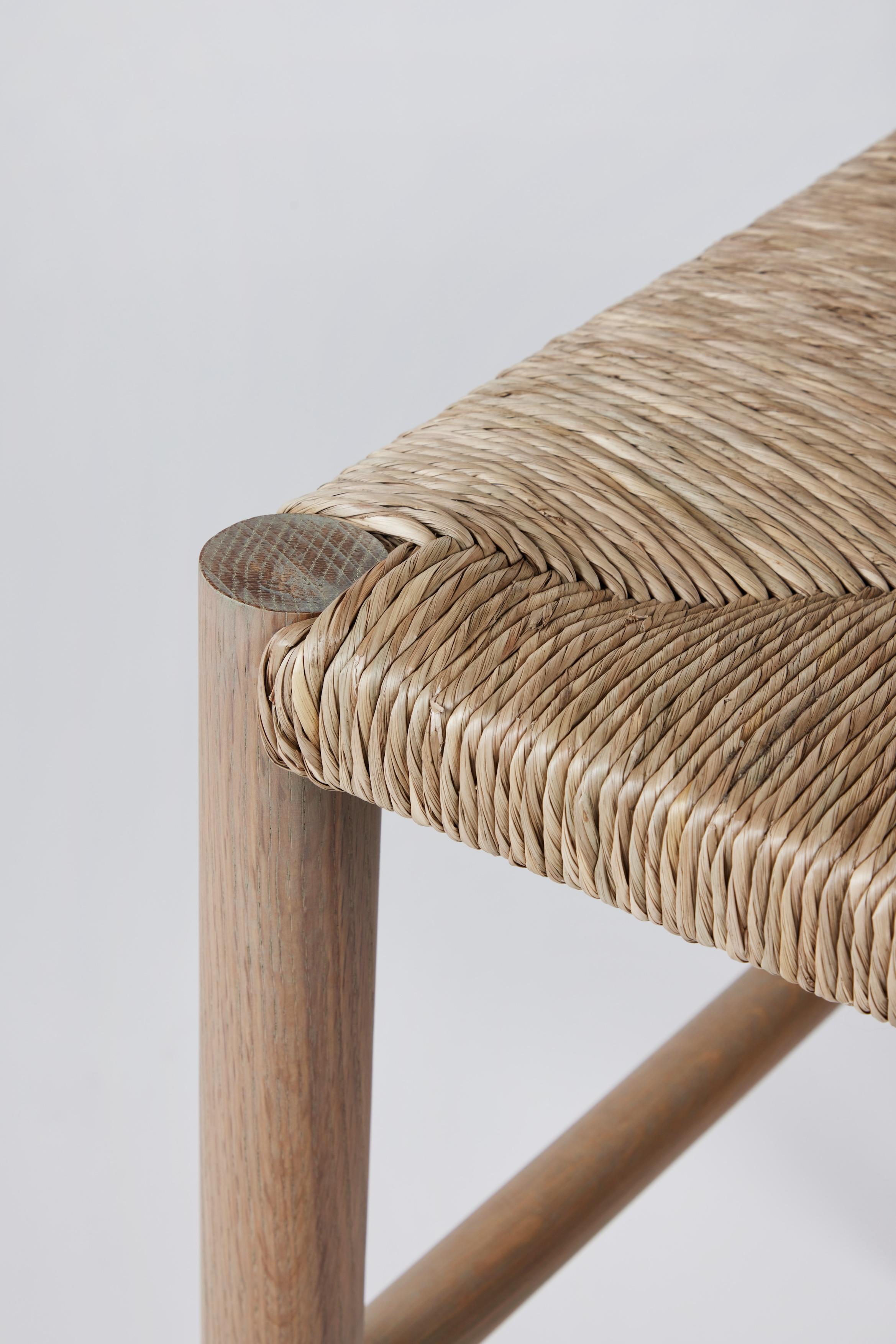 Contemporary Rustic Modern Sydney Counter Stool in Rush by Martin & Brockett, Finial Detail For Sale