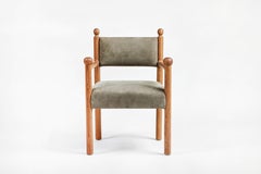 Rustic Modern Sydney Dining Chair with Arms Turned Finials by Martin & Brockett