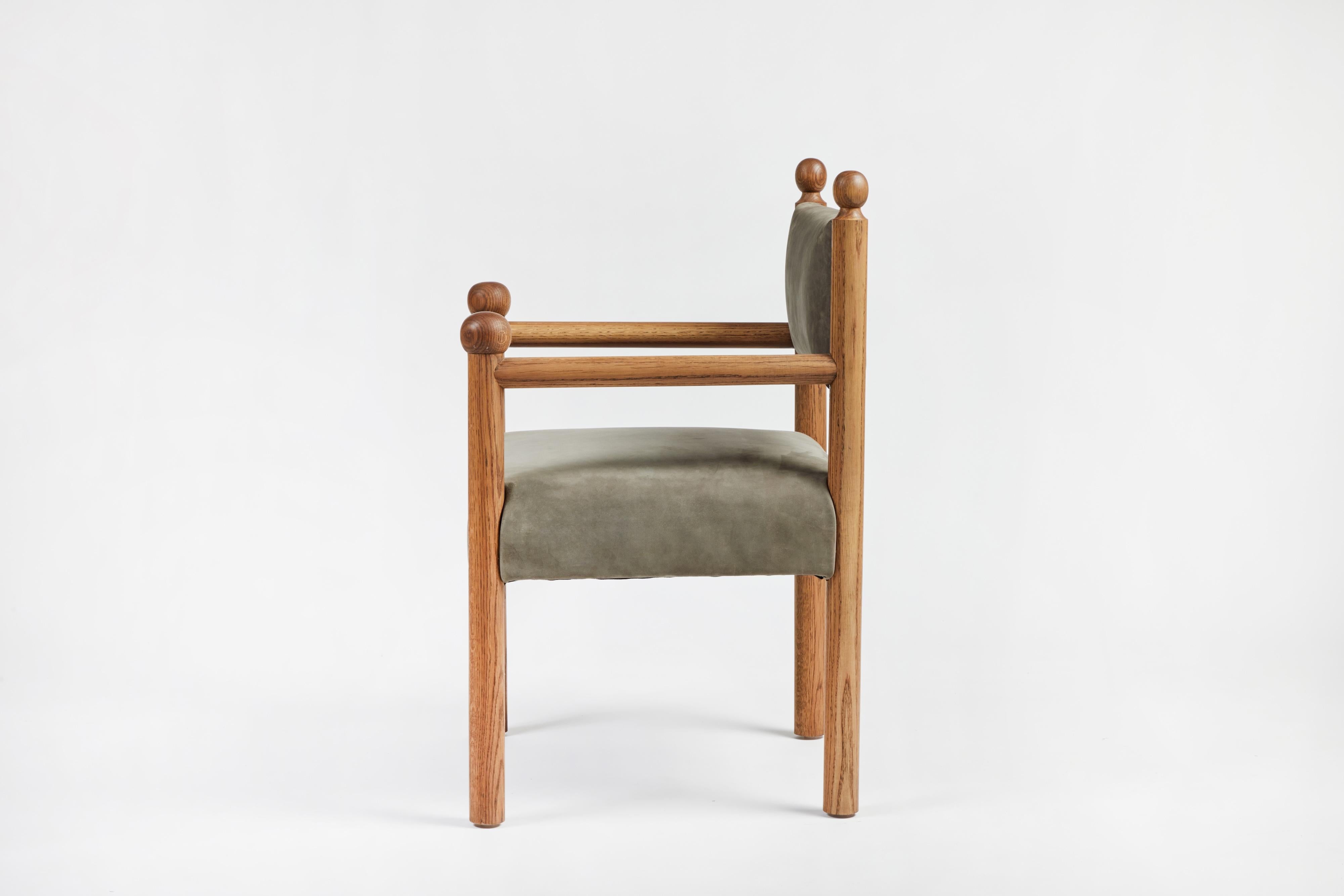 Rustic Modern Sydney Dining Chair with Arms Turned Finials by Martin & Brockett In New Condition For Sale In Los Angeles, CA