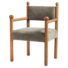 Rustic Modern Sydney Dining Chair with Arms Turned Finials by Martin & Brockett
