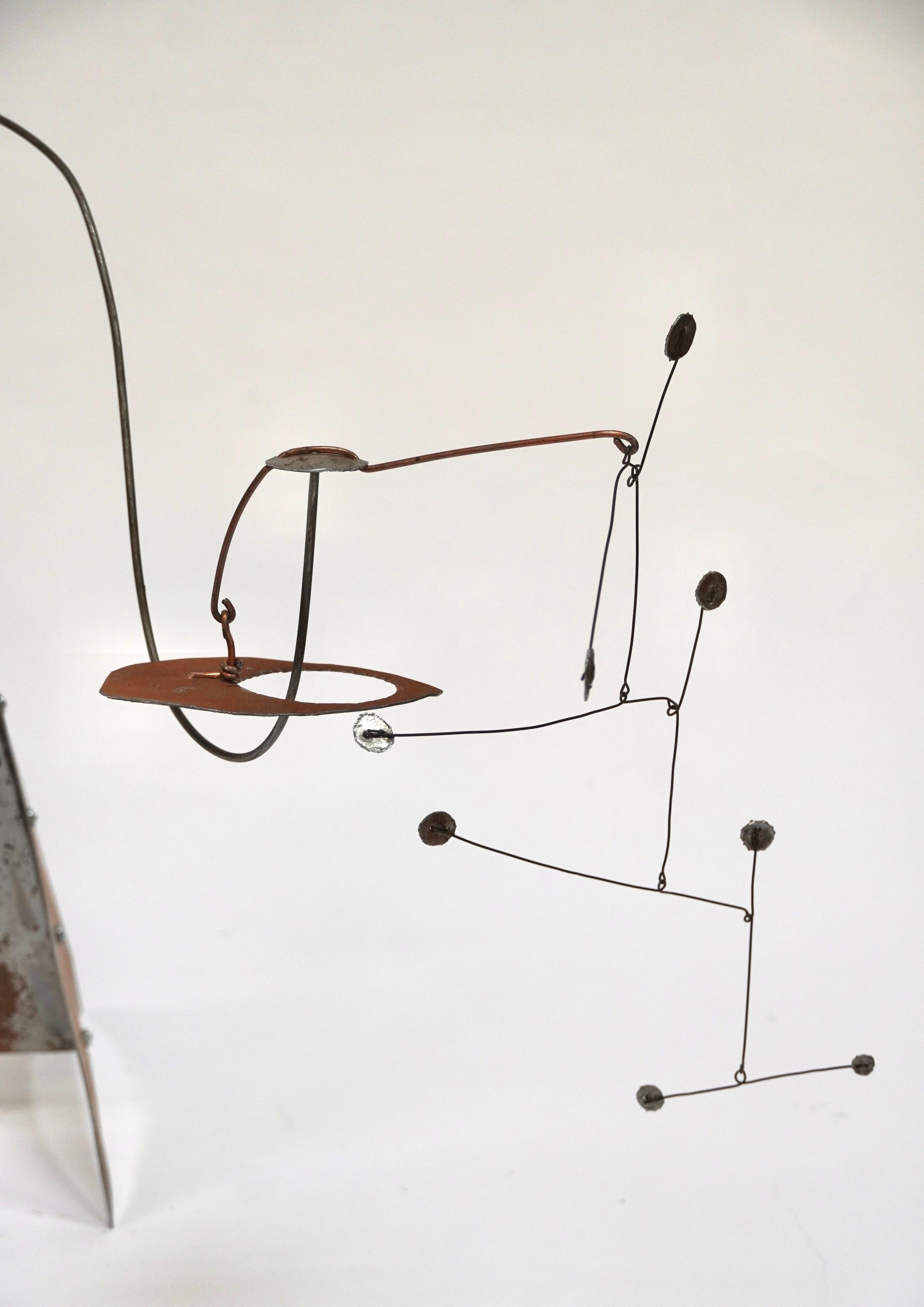 Rustic Modern Table Top Mobile in Steel In Good Condition For Sale In Oakland, CA