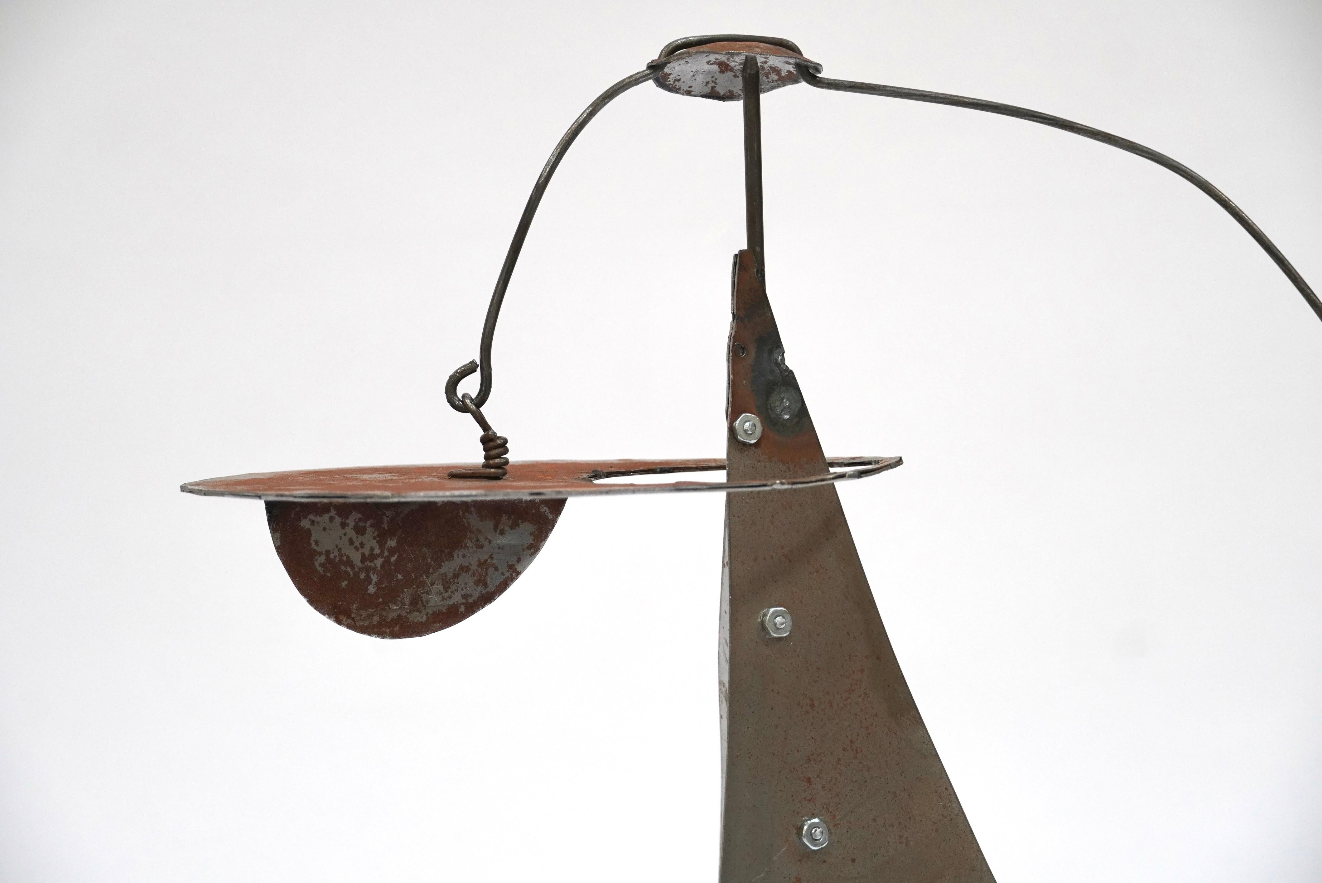 Cut Steel Rustic Modern Table Top Mobile in Steel For Sale