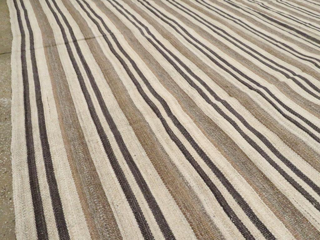 Contemporary Rustic Modern Turkish Handmade Flatweave Kilim Oversize Carpet For Sale