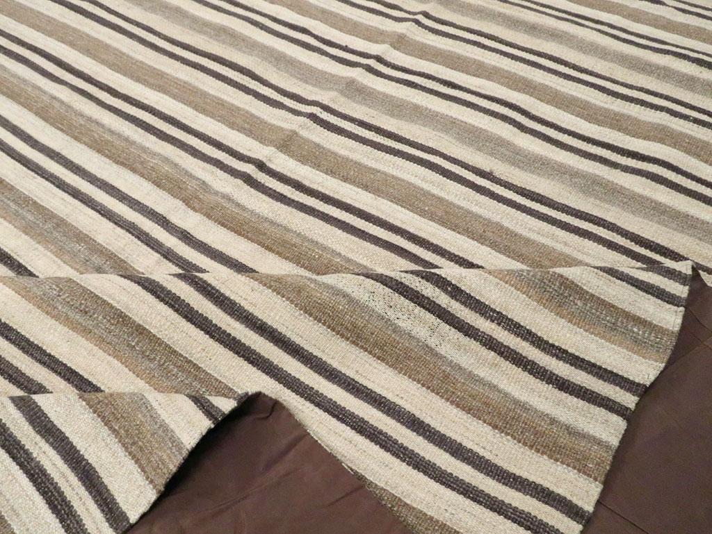 Rustic Modern Turkish Handmade Flatweave Kilim Oversize Carpet For Sale 3