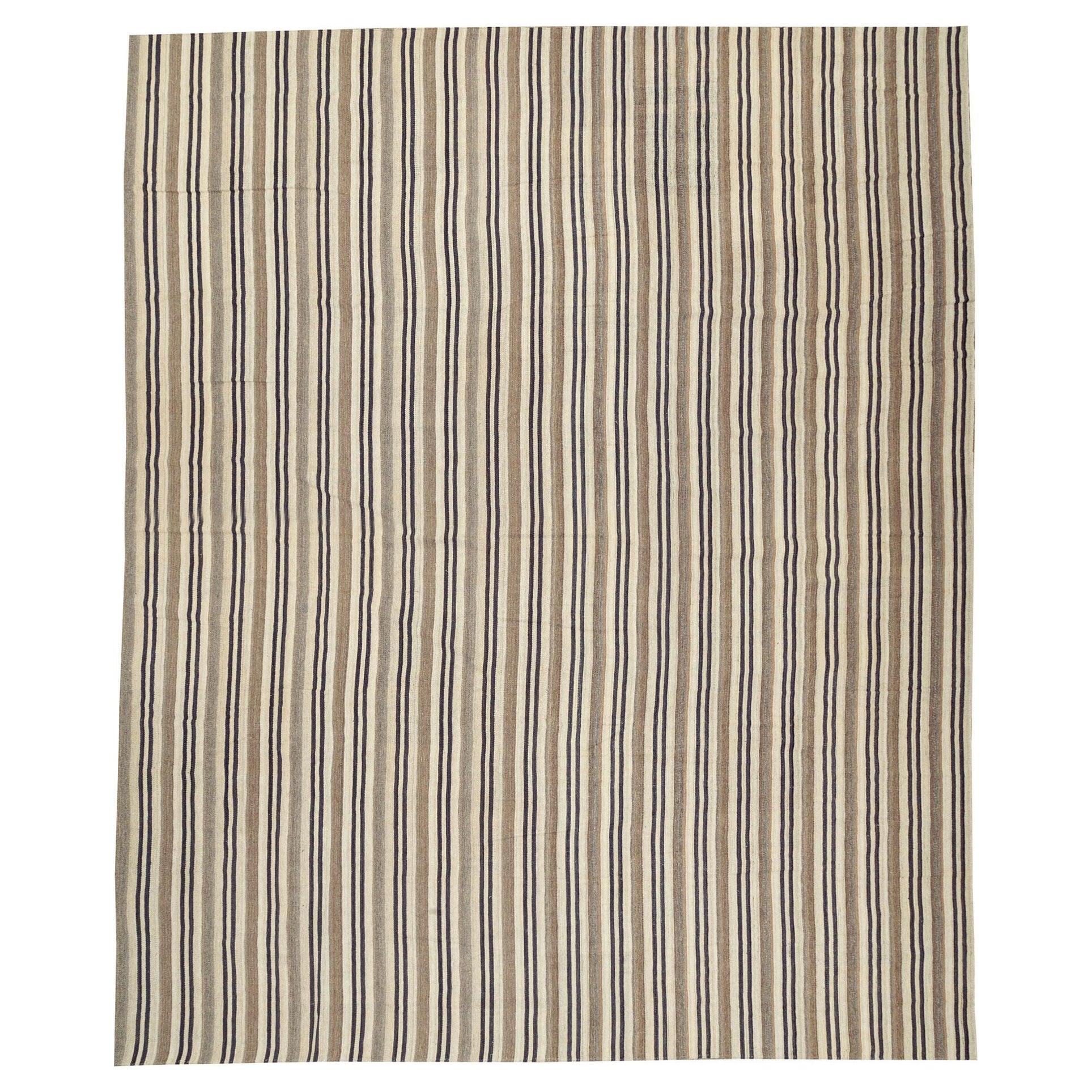 Tapis Kilim turc moderne et rustique fait à la main, tissé à plat, surdimensionné