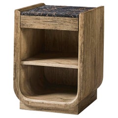Rustic Modern Wood Nightstand with Marble Top