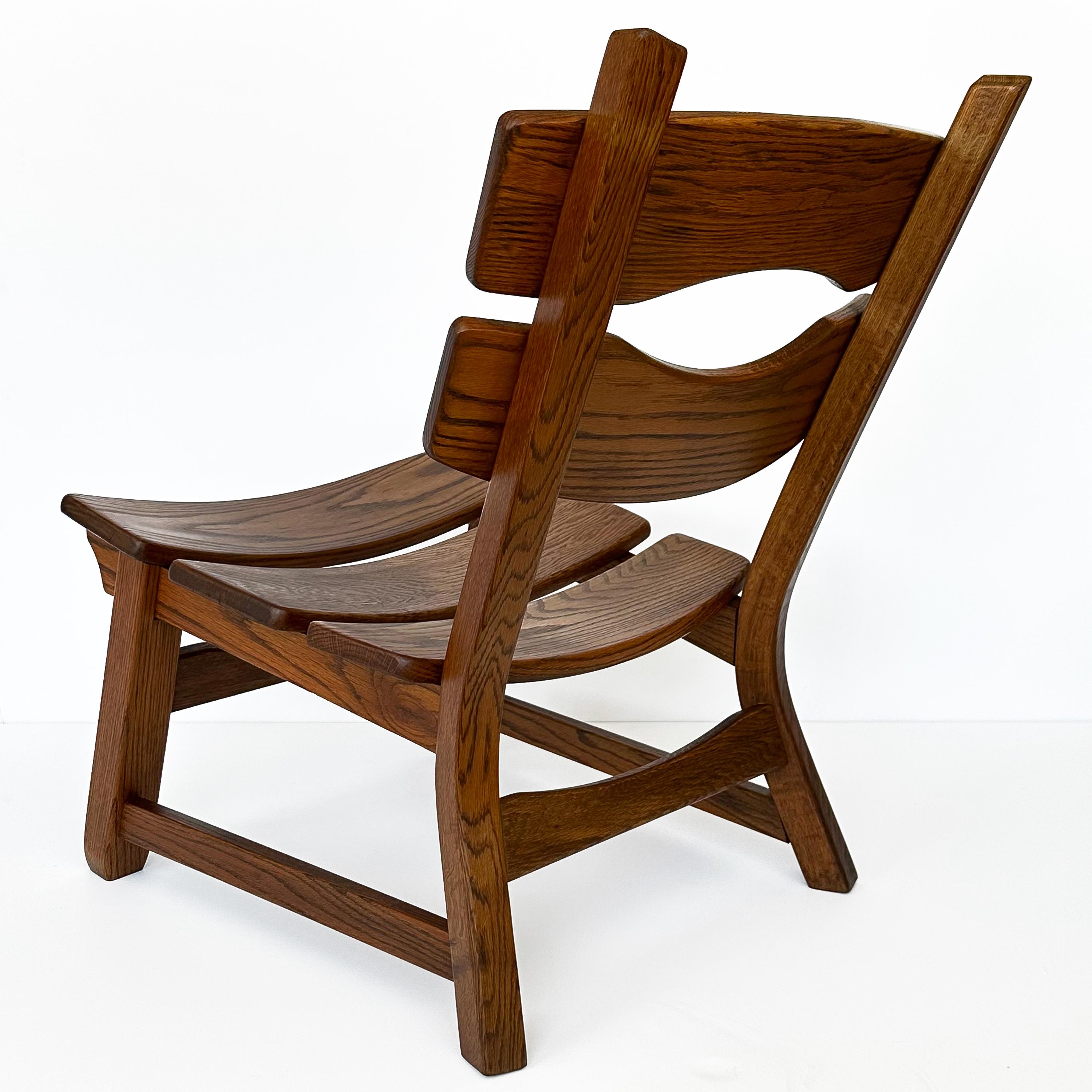 Rustic Modernist Solid Oak Lounge Chairs by Dittmann & Co For Sale 4