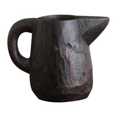 Antique Rustic Monoxyl Wooden Pitcher, Early 20th Century