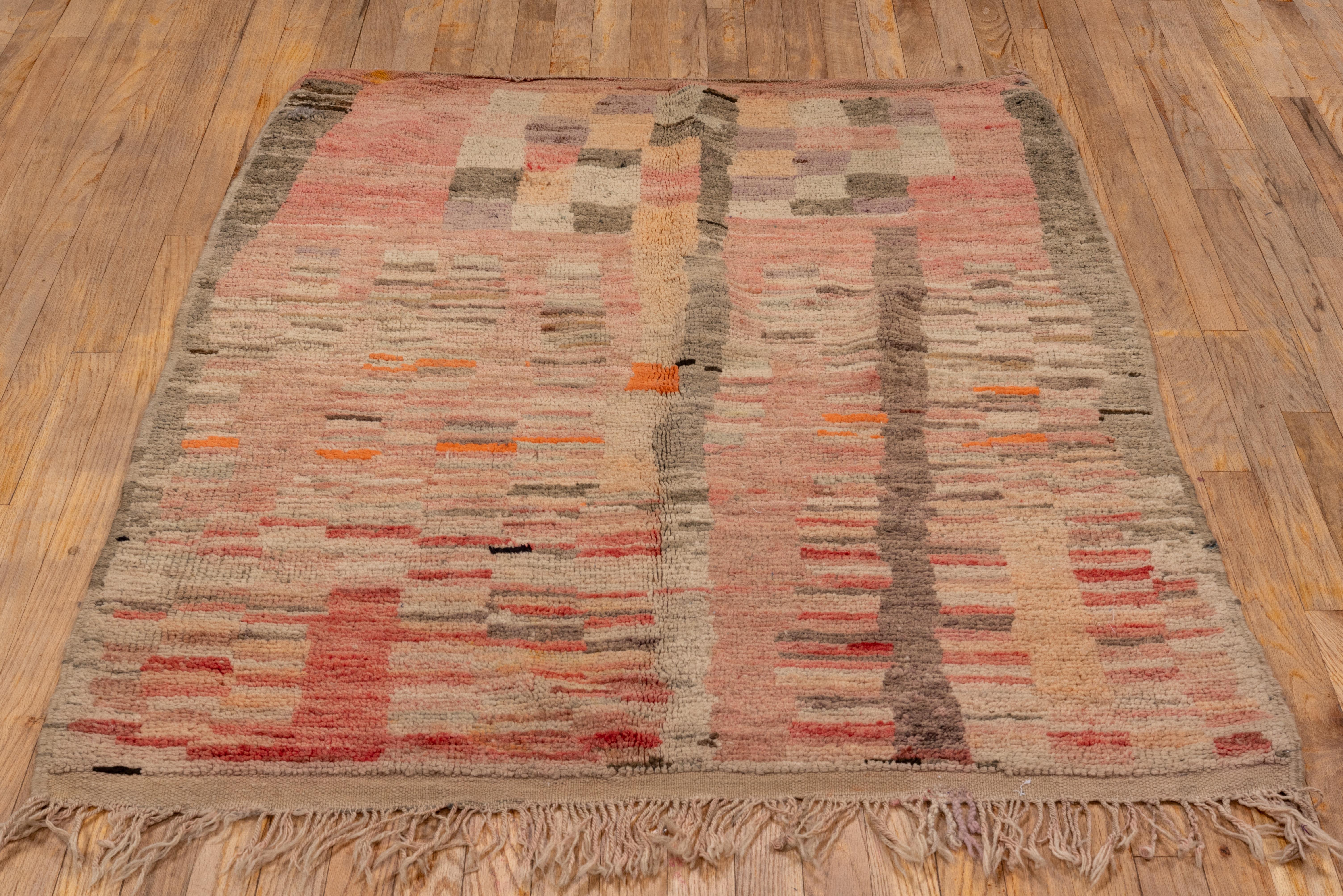 Tribal Rustic Moroccan Scatter Rug, Red & Coral Palette, Circa 1970s For Sale
