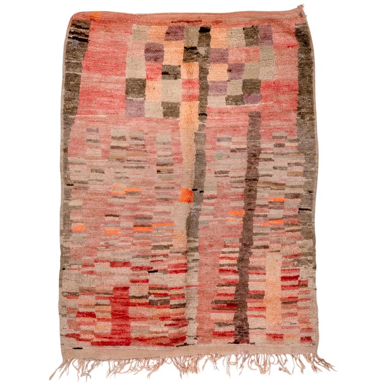 Rustic Moroccan Scatter Rug, Red and Coral Palette, Circa 1970s For ...