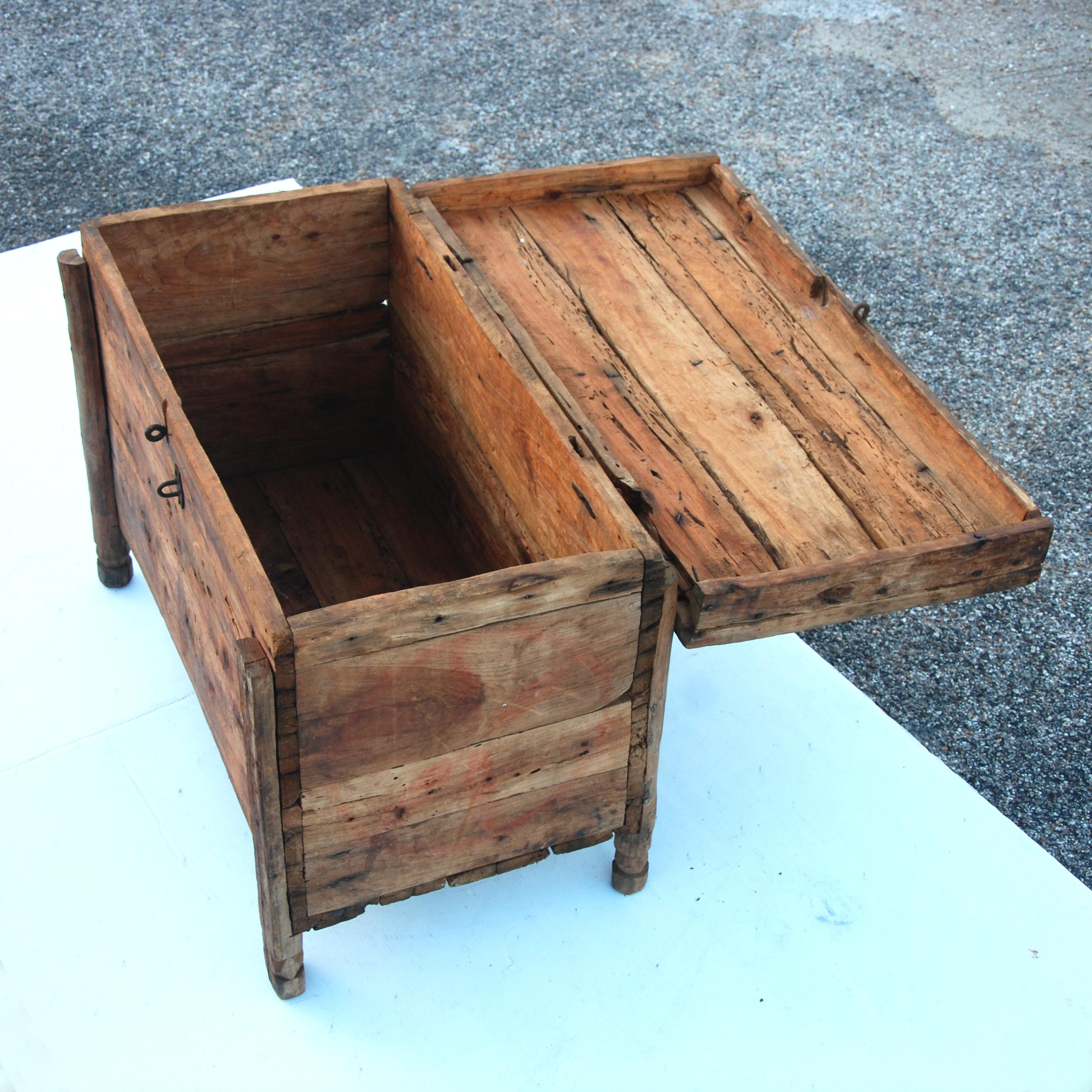 Rustic Moroccan Wooden Trunk Chest For Sale 2