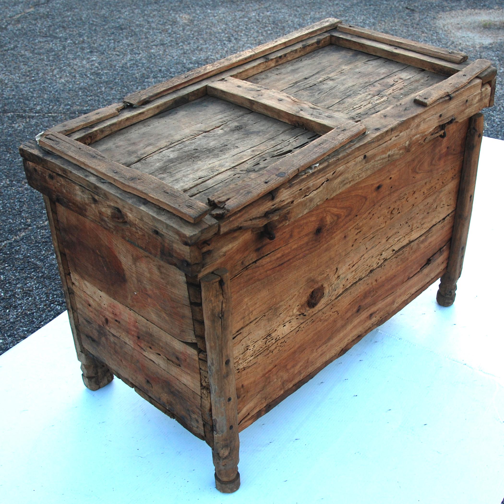 Rustic Moroccan Wooden Trunk Chest For Sale 4