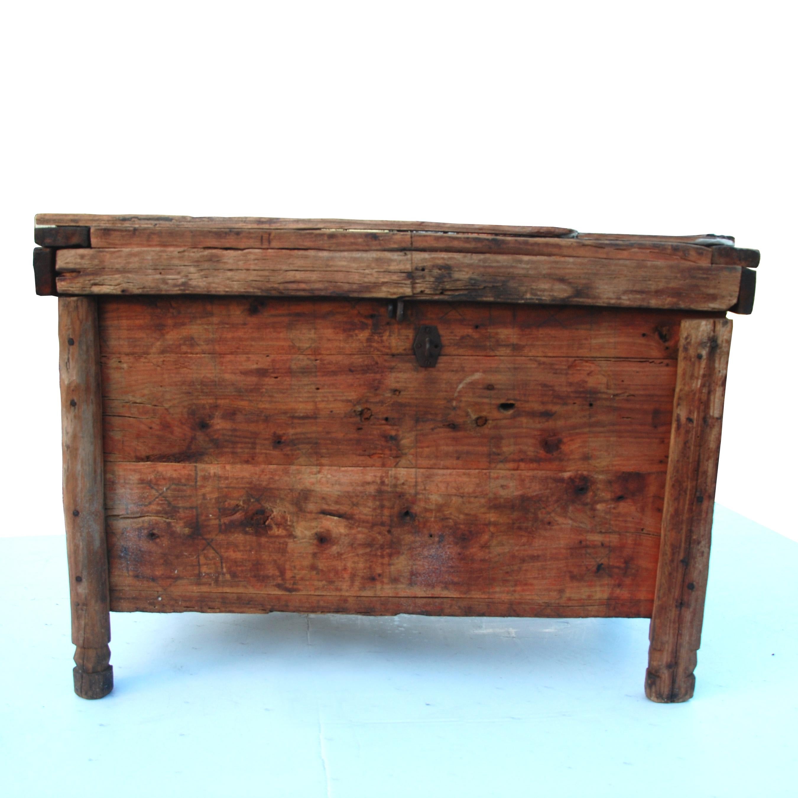 Iron Rustic Moroccan Wooden Trunk Chest For Sale