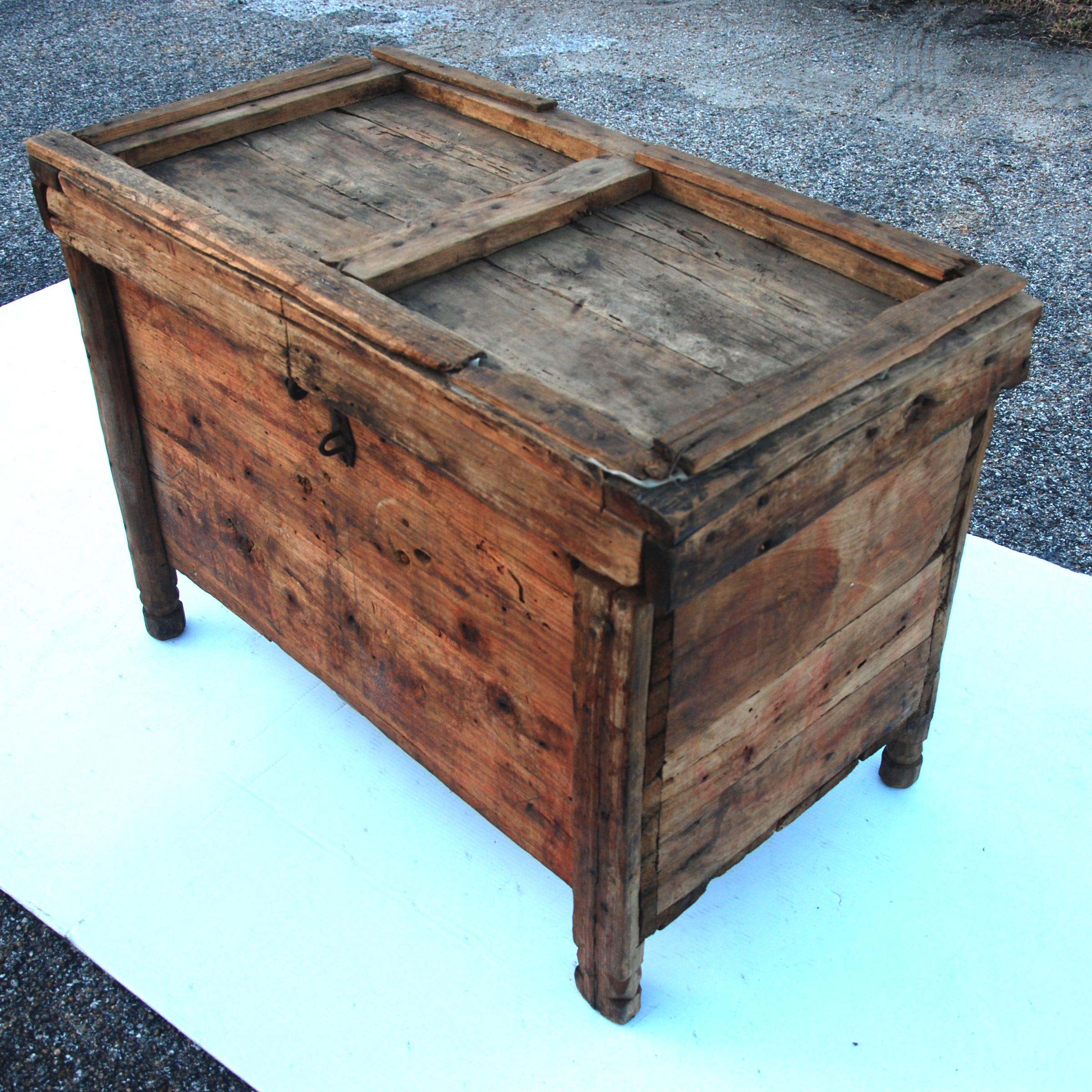 Rustic Moroccan Wooden Trunk Chest For Sale 1