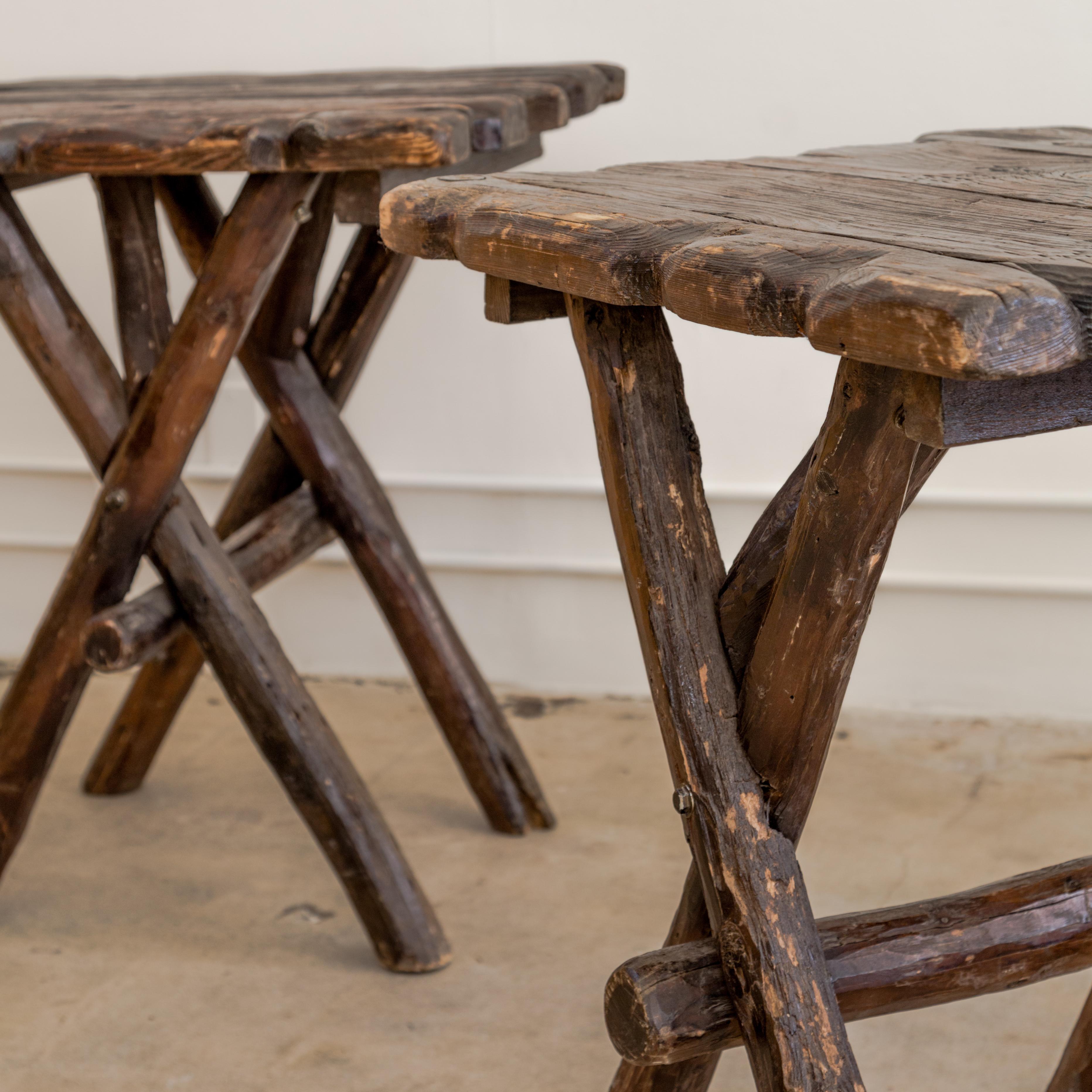 Rustic Moroccan X-Base Side Tables For Sale 4