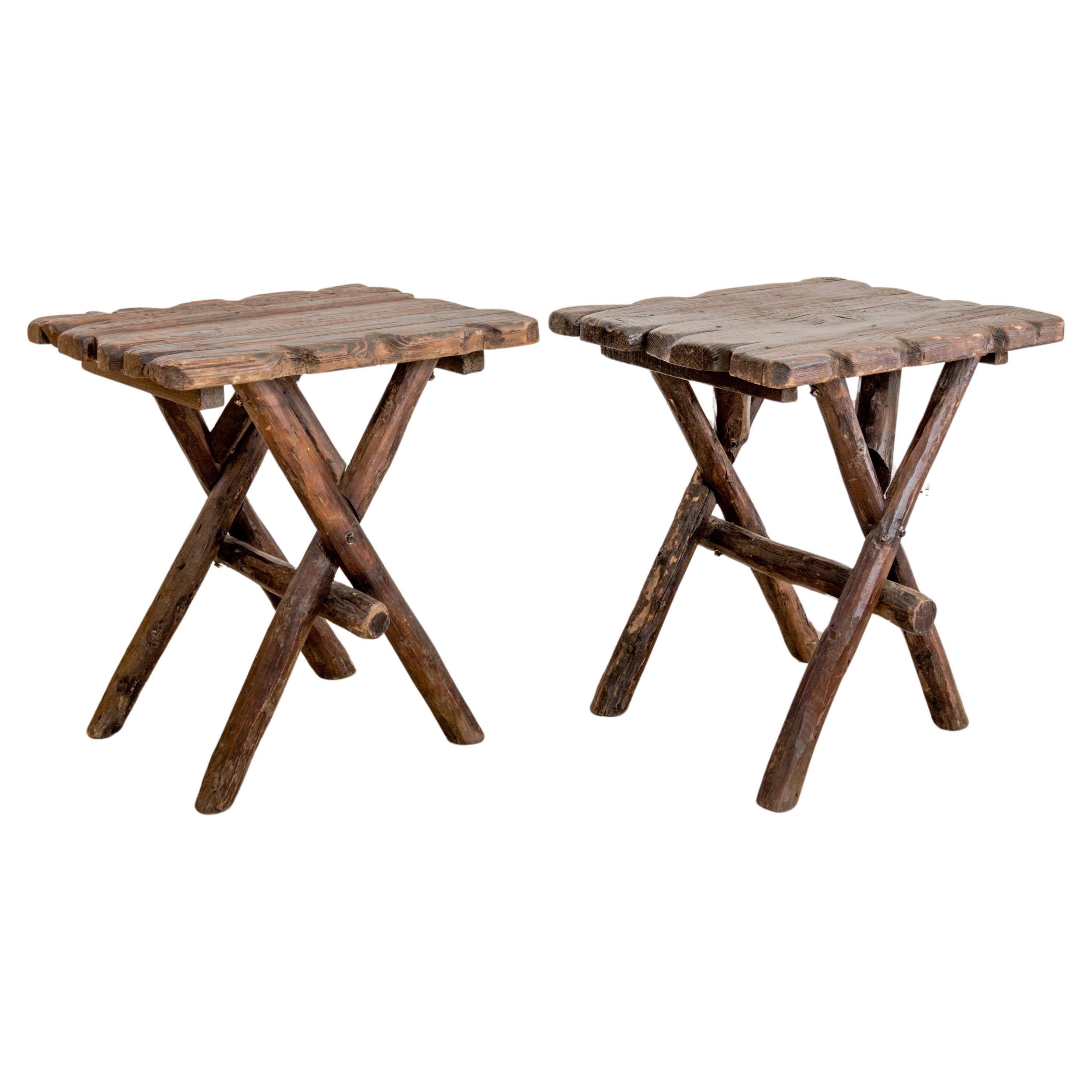 Rustic Moroccan X-Base Side Tables For Sale