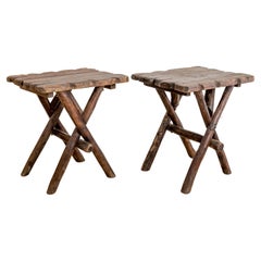 Antique Rustic Moroccan X-Base Side Tables