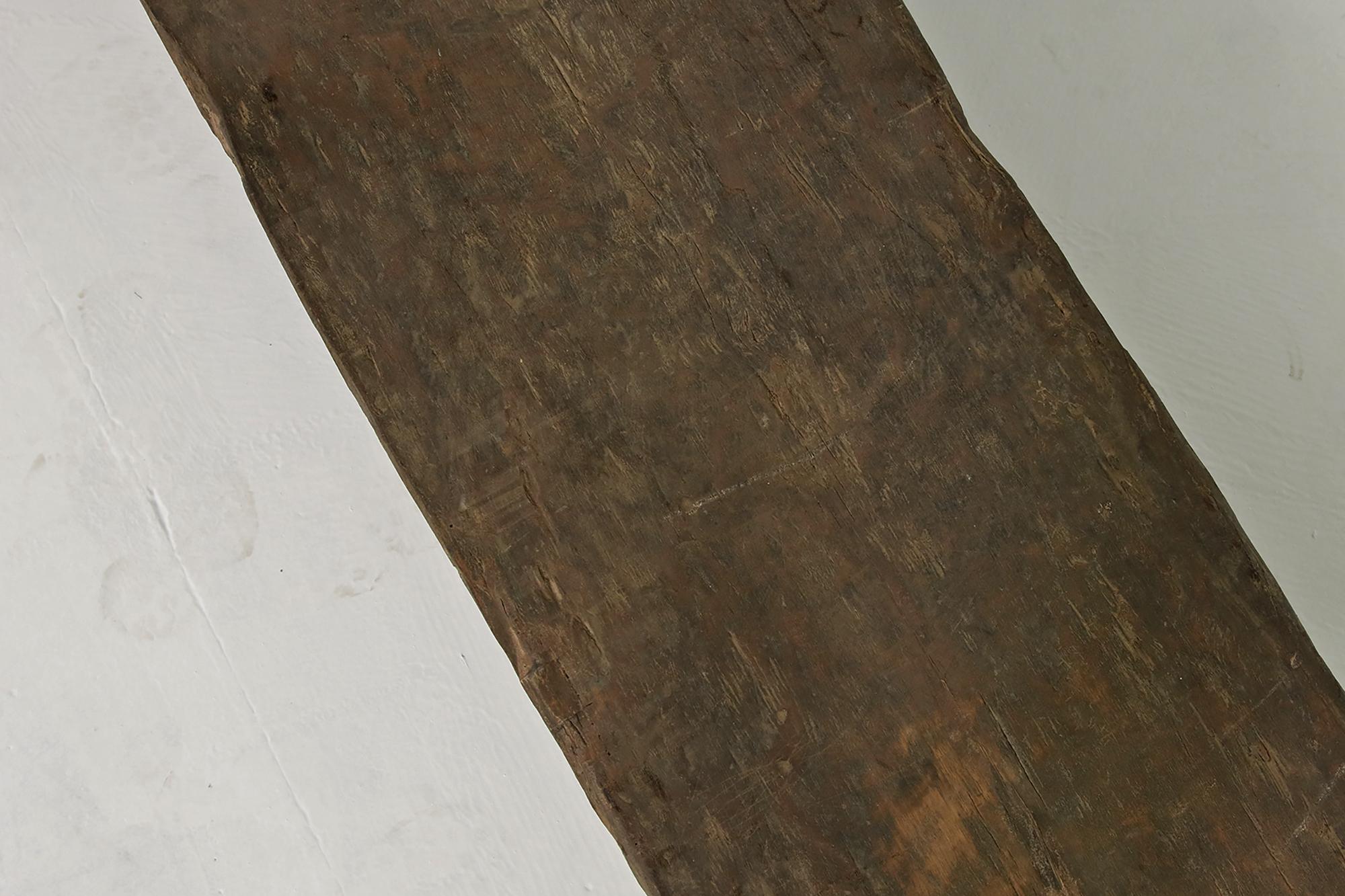 Mid-Century Modern Rustic Naga Table or Bench, Hand Carved Wabi Sabi Style, Ancient Solid Wood No.1