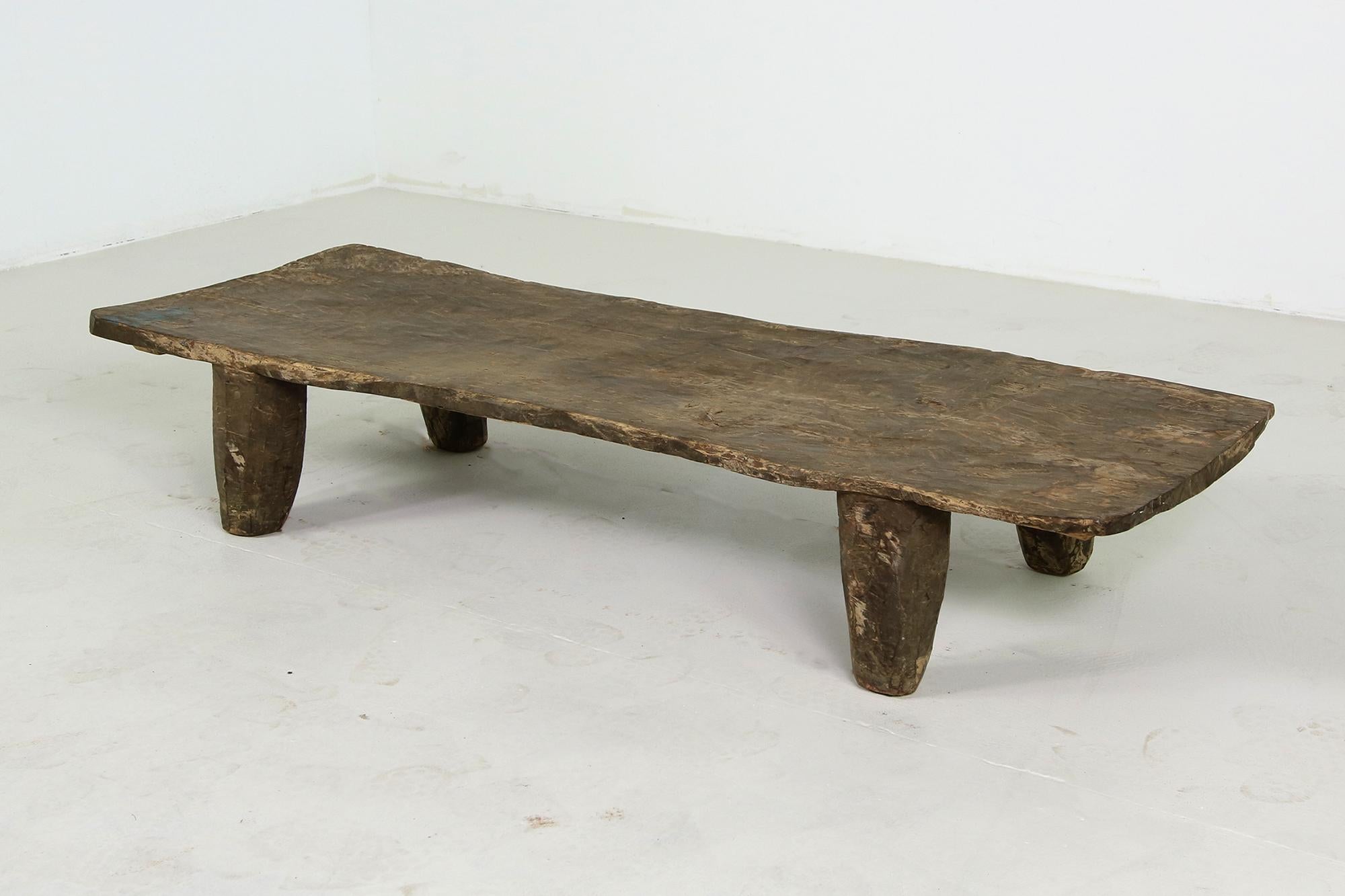 Mid-Century Modern Rustic Naga Table or Bench, Hand Carved Wabi Sabi Style, Ancient Solid Wood no.2