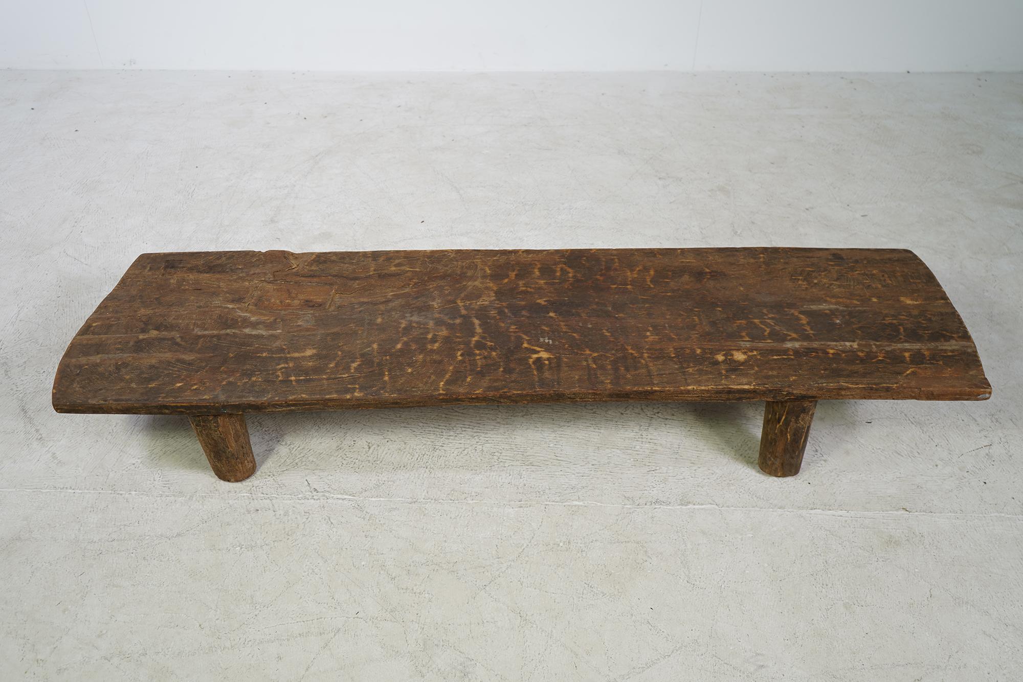 Indian Rustic Naga Table or Bench, Hand Carved Wabi Sabi Style, Ancient Wood 'A' For Sale