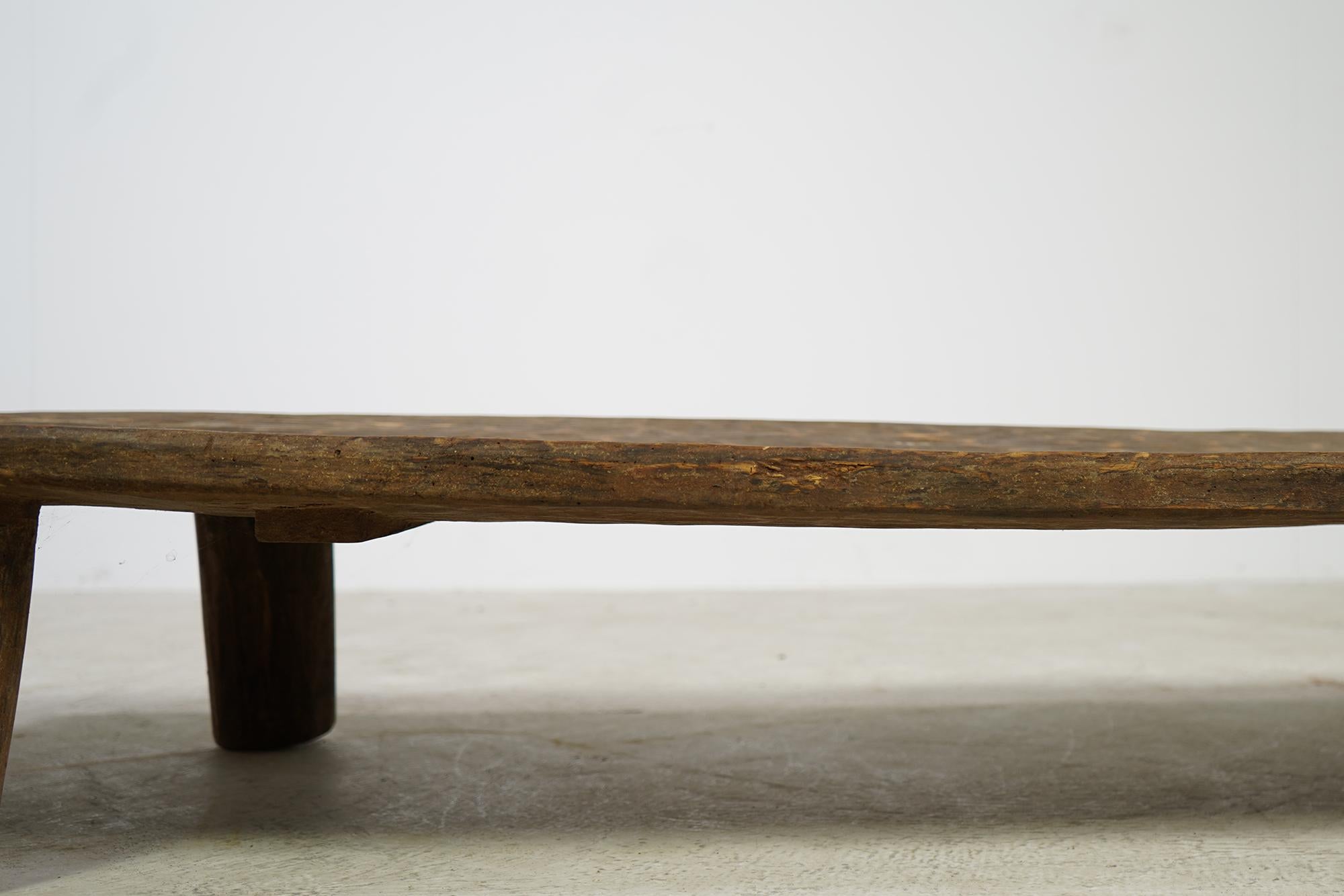 Rustic Naga Table or Bench, Hand Carved Wabi Sabi Style, Ancient Wood 'A' In Good Condition For Sale In Hamminkeln, DE