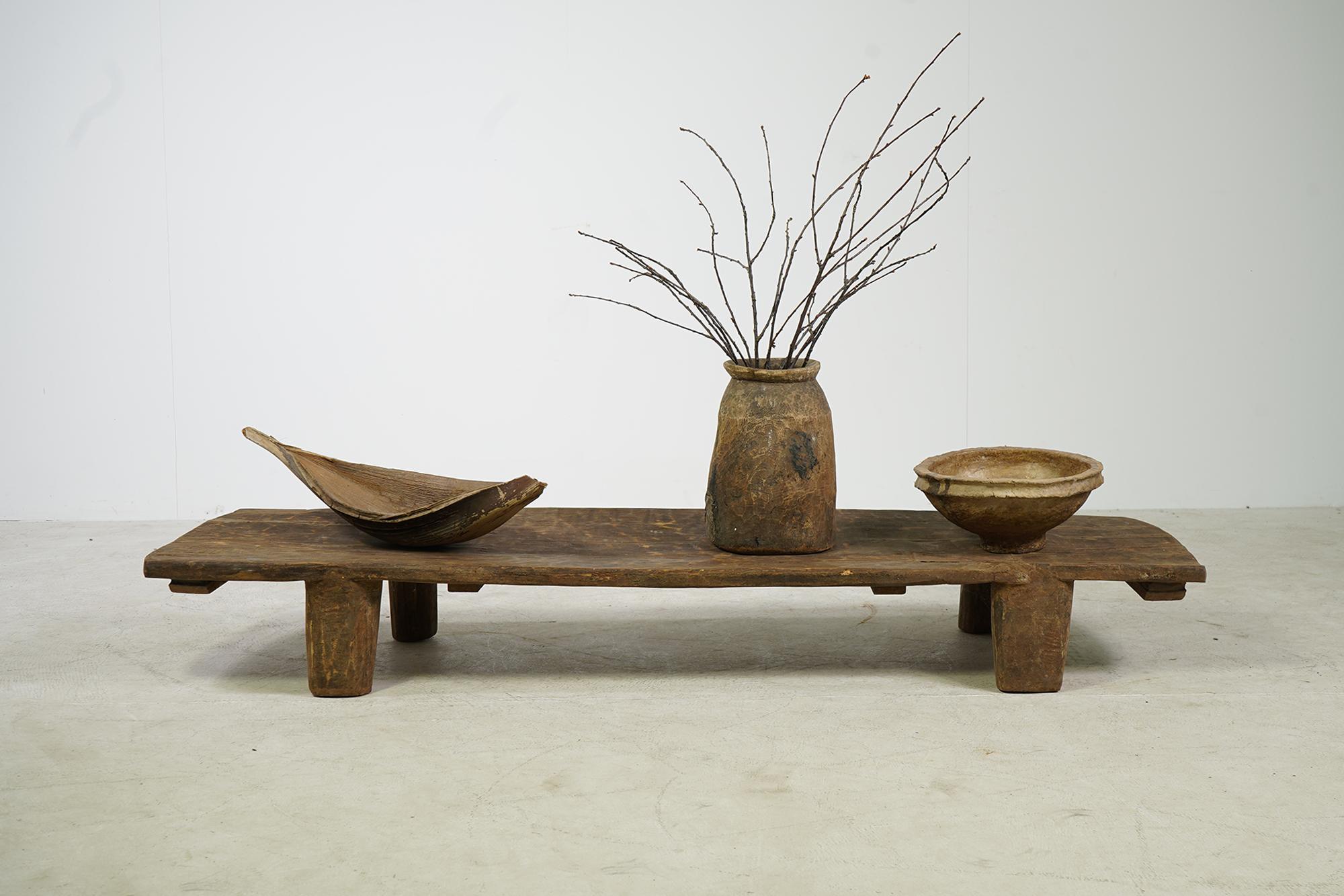 20th Century Rustic Naga Table or Bench, Hand Carved Wabi Sabi Style, Ancient Wood 'A' For Sale
