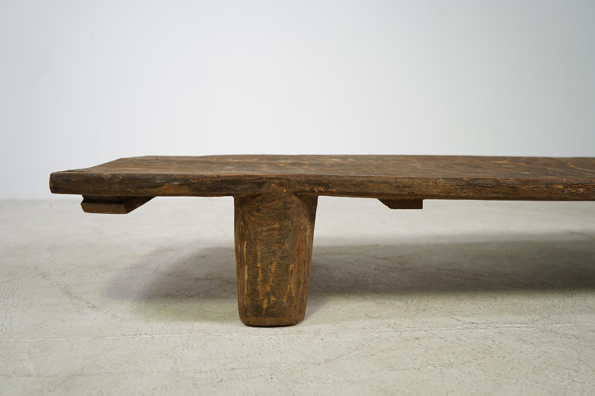 Rustic Naga Table or Bench, Hand Carved Wabi Sabi Style, Ancient Wood 'A' For Sale 2