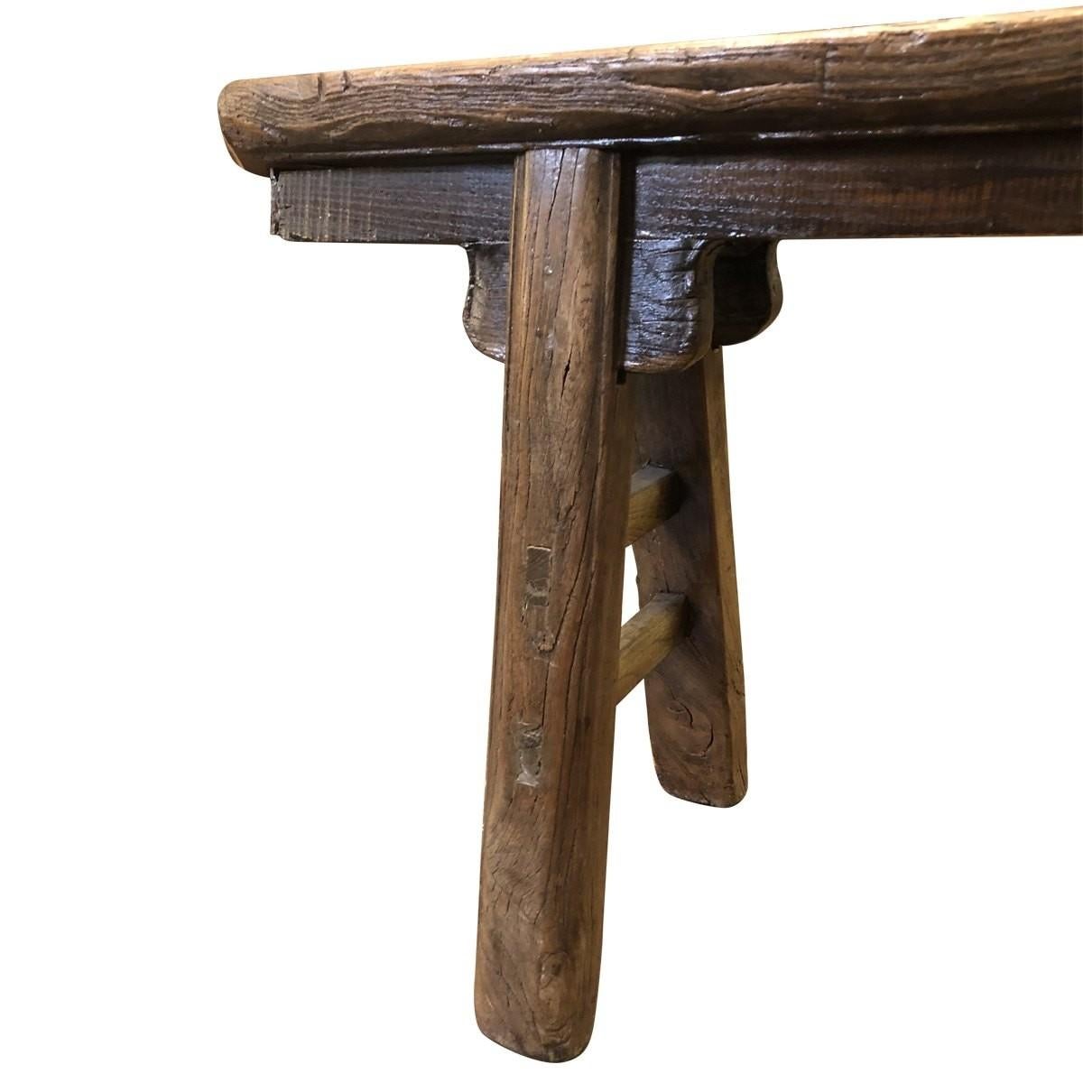 19th Century Rustic Narrow Bench, Chinese