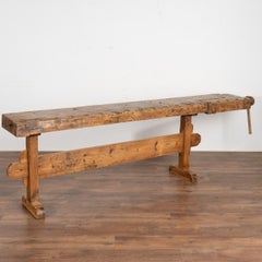 Console rustique étroite pour table de travail de menuisier, Danemark vers 1900