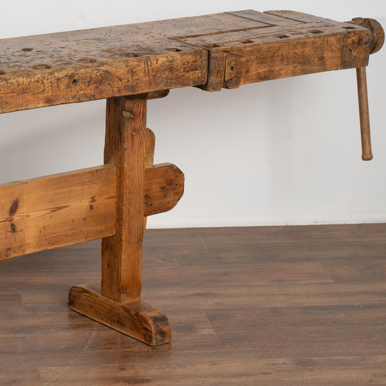 20th Century Rustic Narrow Console Table Carpenter's Work Table, Denmark, circa 1900s