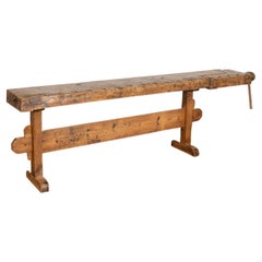 Rustikaler schmaler Konsolentisch, Carpenter's Work Table, Dänemark, um 1900